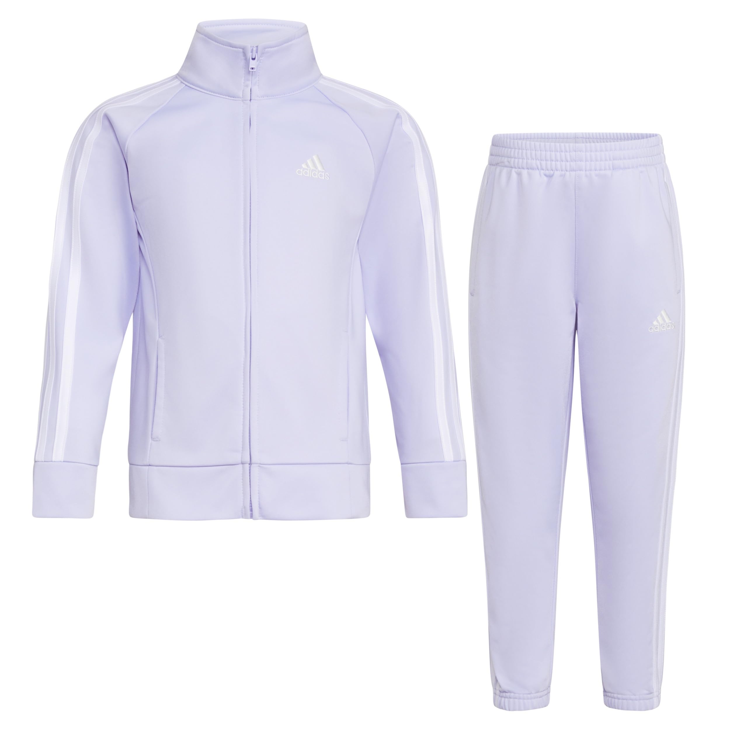 adidas Little Girl's Zip Front Classic Tricot Jacket and Joggers Set