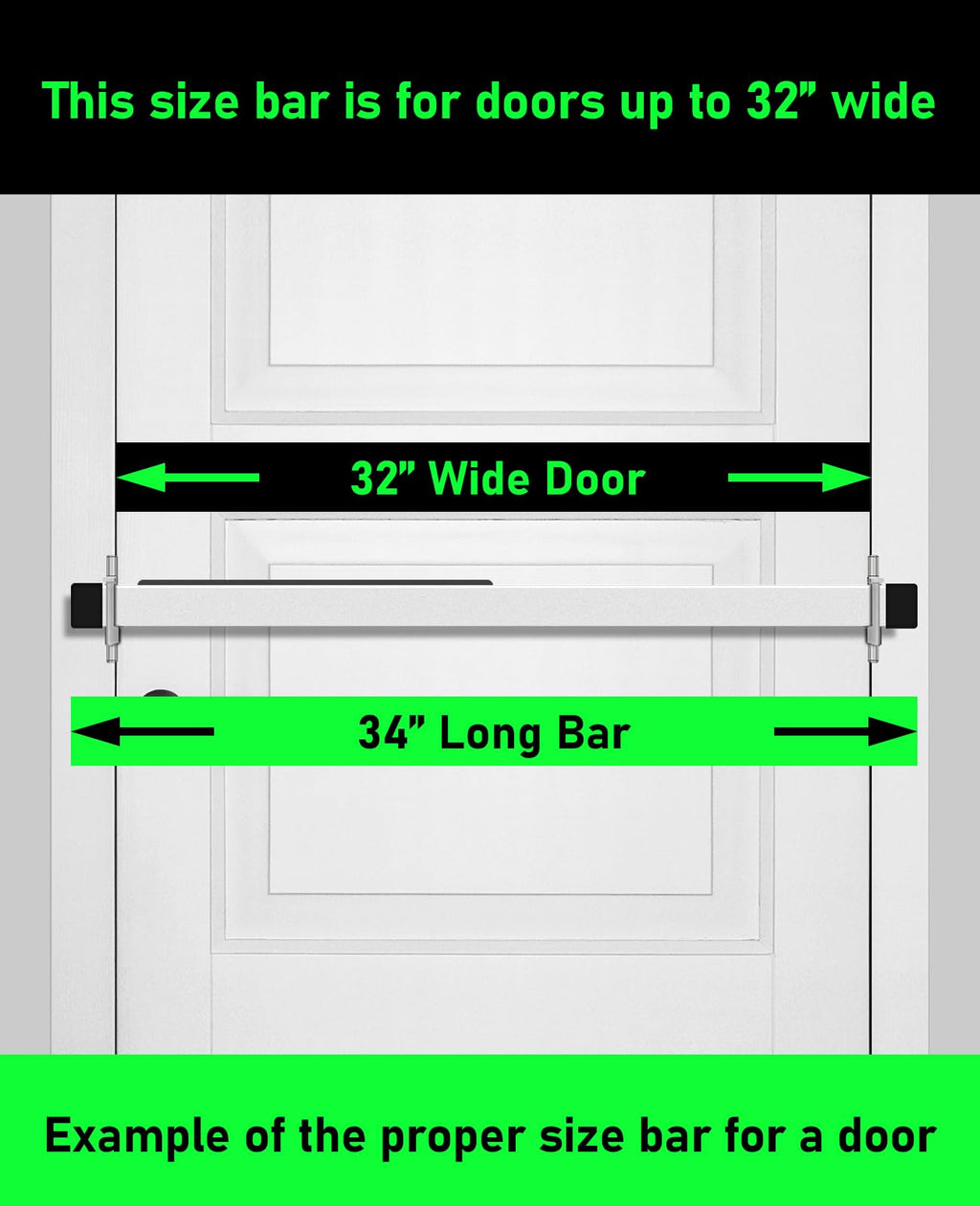 Door Security Bar-by Doorricade-Secure The Entire Width of Your Inward Opening Front Door-Safe Room. Fits Doors up to 32" Wide-Black Edition.