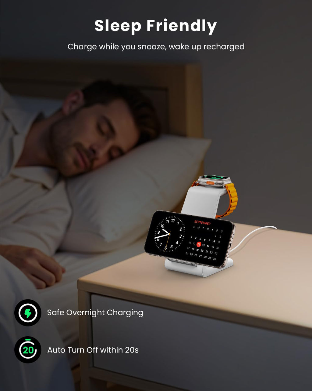 GEEKERA 3 in 1 Wireless Charging Station, Foldable Wireless Charger Stand for Multiple Apple Devices for iPhone 17 16-8, Apple Watch Ultra//11/10/9/SE/8/7/6/5, AirPods Pro/4/3/2