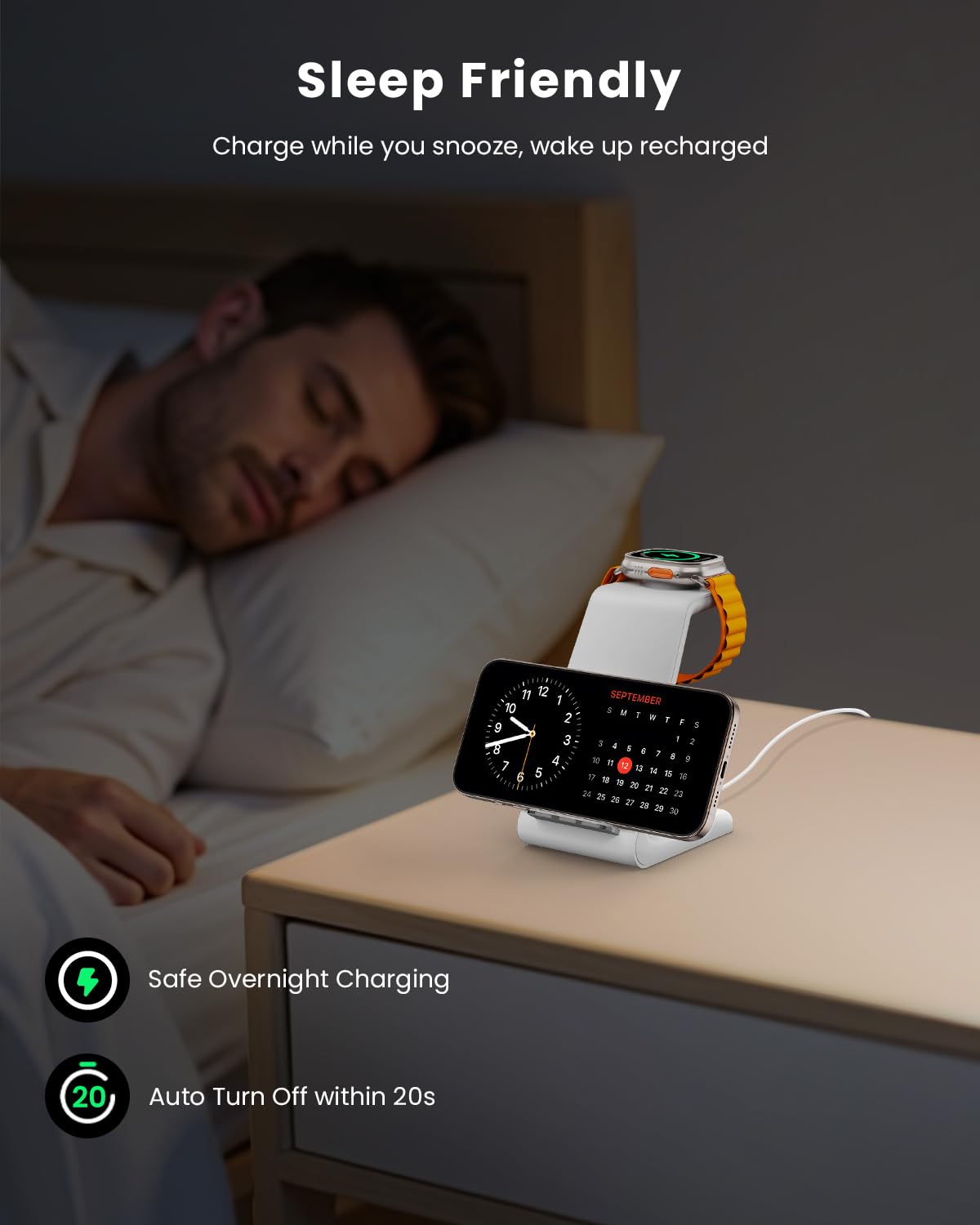 GEEKERA 3 in 1 Wireless Charging Station, Foldable Wireless Charger Stand for Multiple Apple Devices for iPhone 17 16-8, Apple Watch Ultra//11/10/9/SE/8/7/6/5, AirPods Pro/4/3/2