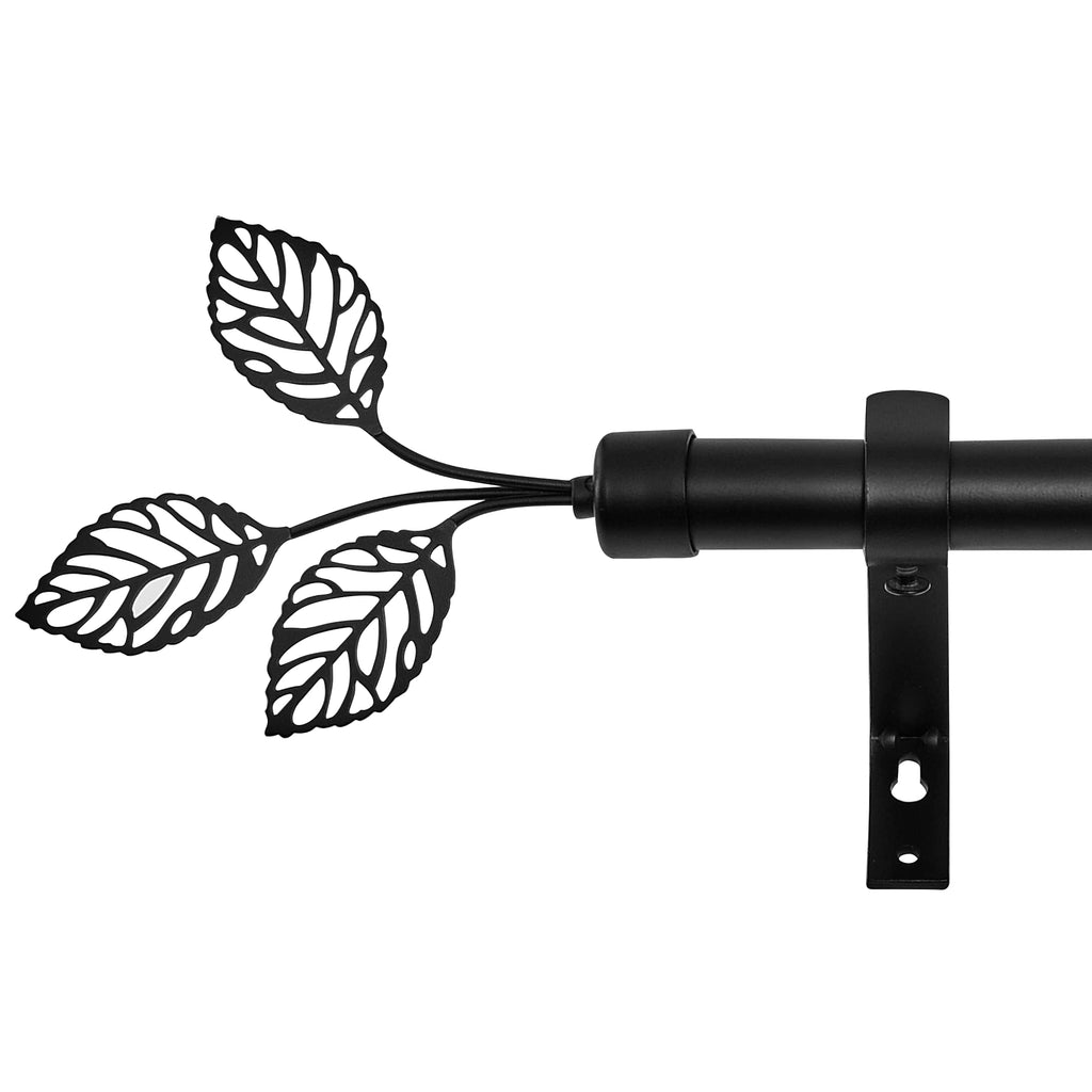 RYB HOME Small Curtain Rod 28 to 48 Inch Adjustable Telescoping Blackout Decorative Drape Rod with Leaf Finial for Cafe Kitchen Kids Bedroom Bathroom Shower Living, Antique Brass, 1 Inch Diameter