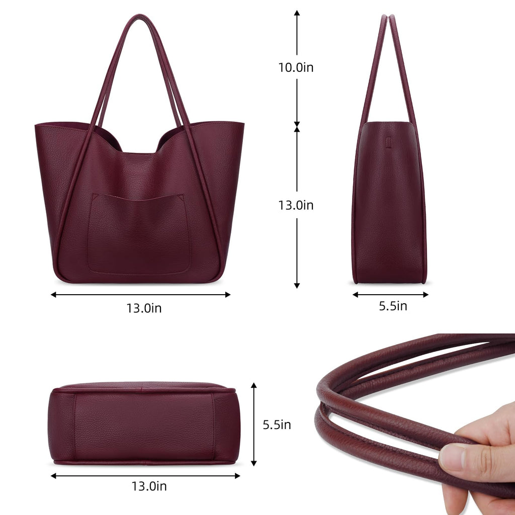 KKXIU Tote Bag for Women Vegan Leather Shoulder Purse Large Capacity Travel Bag