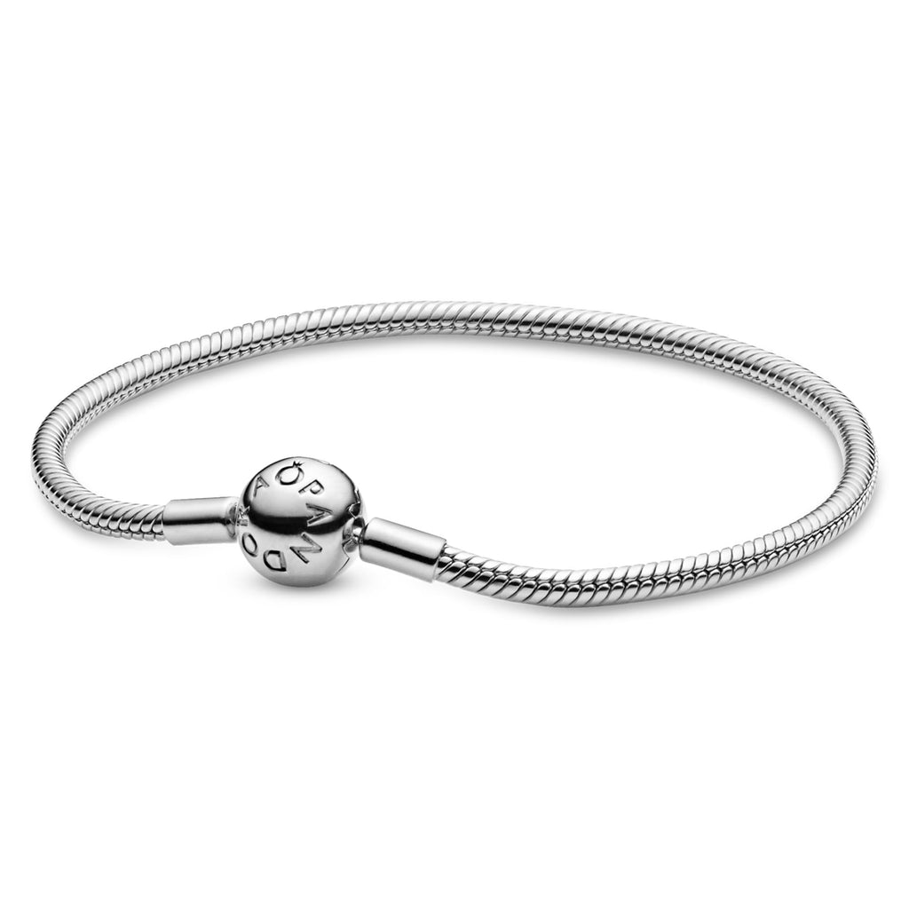 PANDORA Moments Snake Chain Bracelet - Hand-Finished Charm Bracelet - Jewelry for Her with Gift Box - Compatible Moments Charms - Sterling Silver