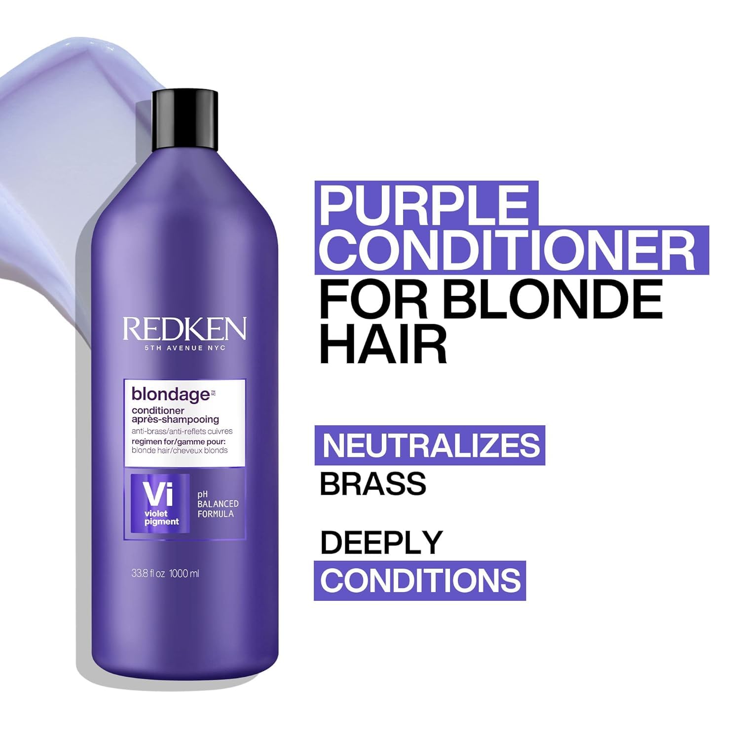 Redken Blondage Color Depositing Purple Conditioner For Blonde Hair - Tones & Moisturizes Brassy Hair