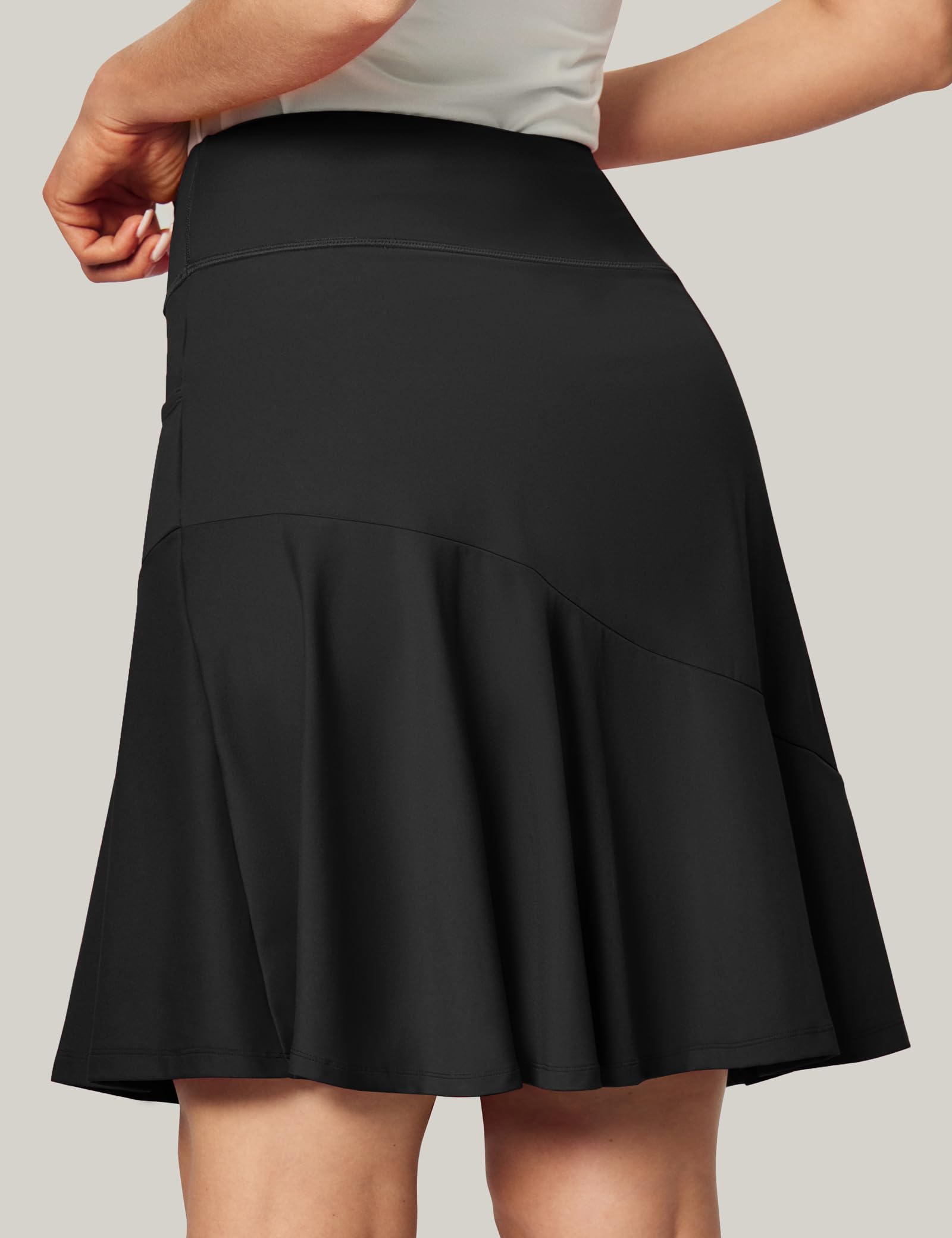 IUGA Ruffle Knee Length Skorts for Women with Pockets High Waisted Skirt with Shorts Underneath for Golf Athletic 20''