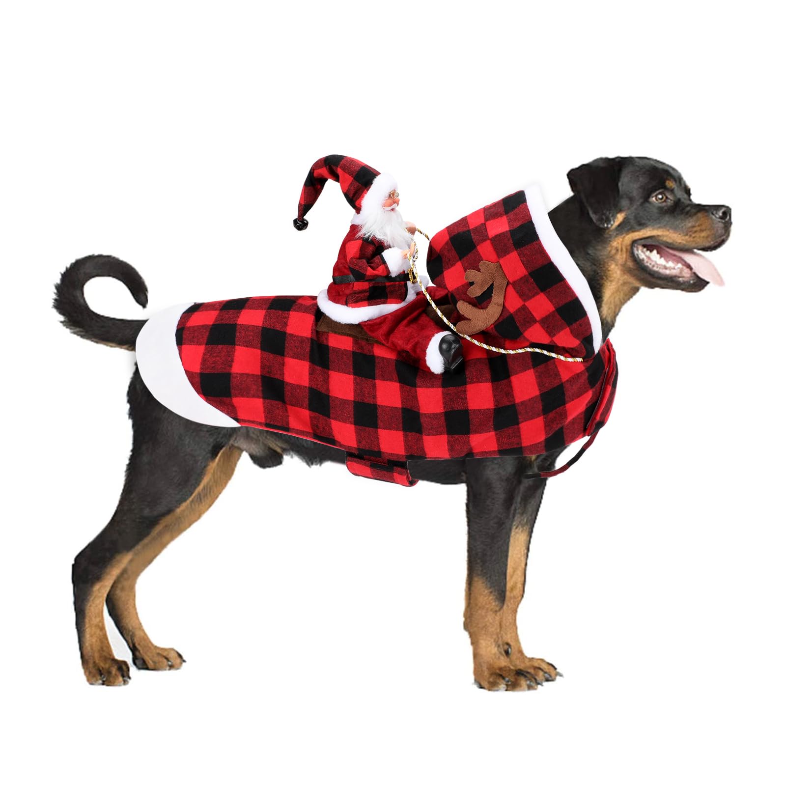 BWOGUE Santa Dog Costume Christmas Pet Clothes Santa Claus Riding Pet Cosplay Costumes Party Dressing up Dogs Cats Outfit for Small Medium Large Dogs Cats