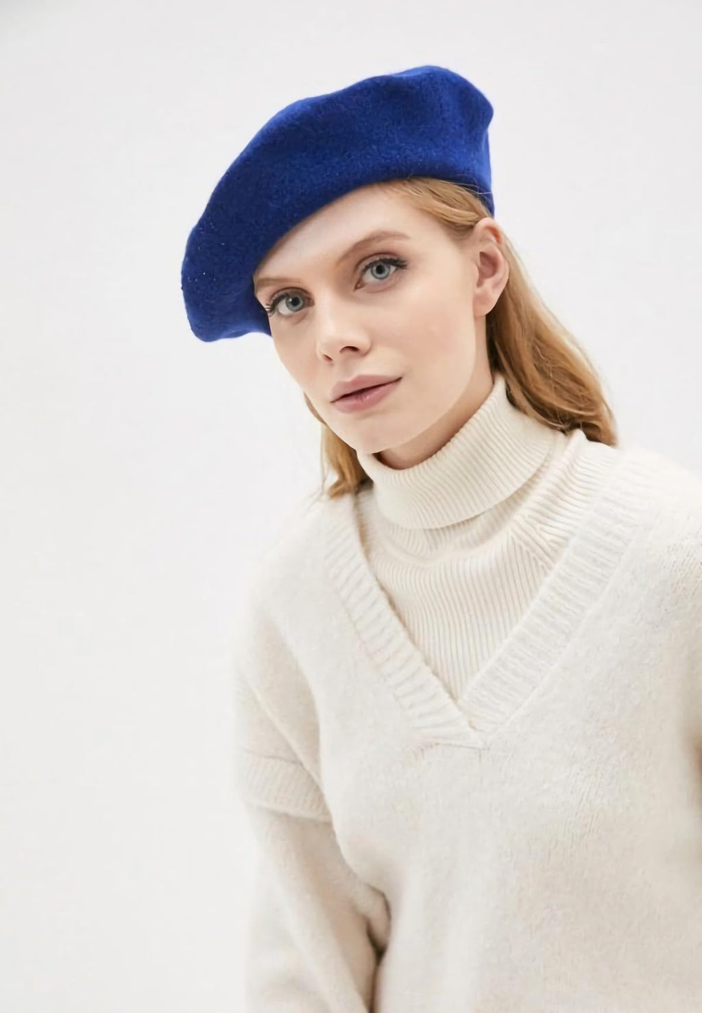 Women French Wool Beret Hats - Solid Color Classic Beanie Winter Cap