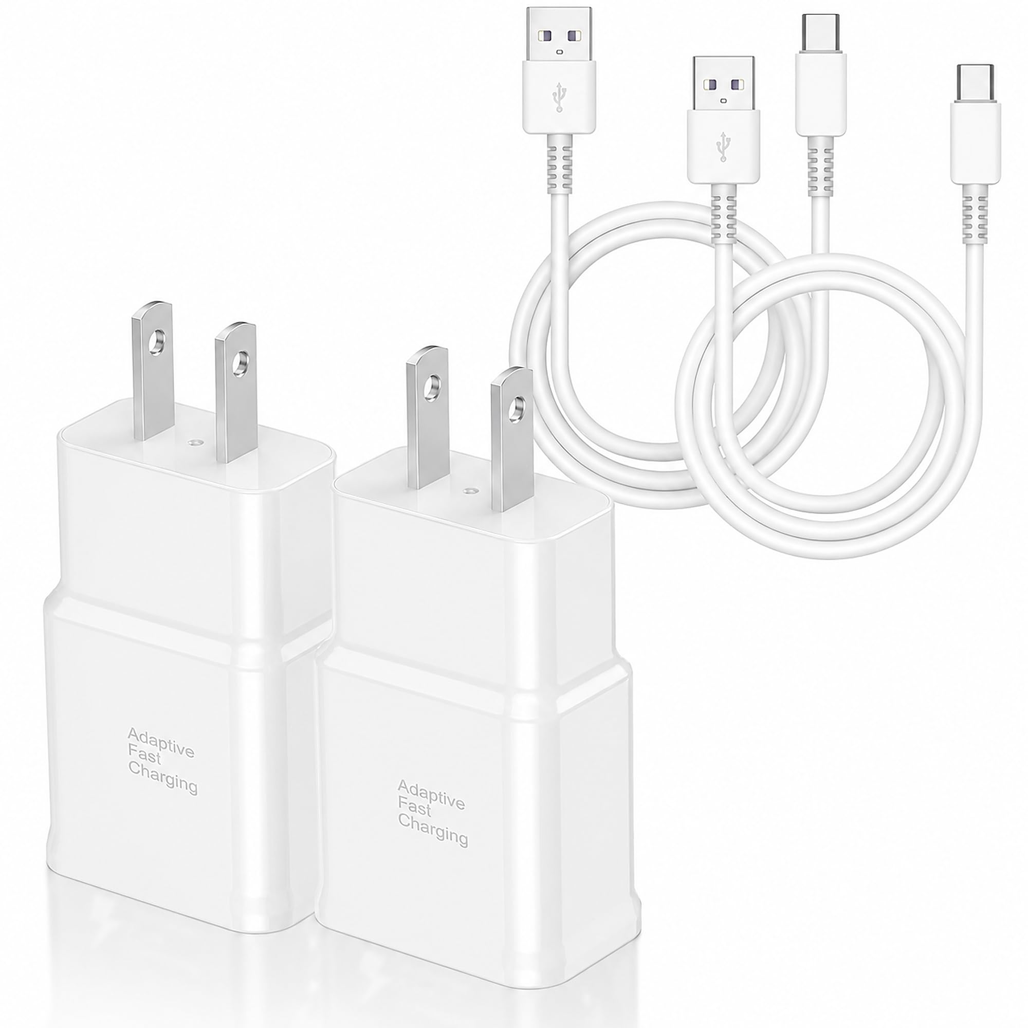 Type C Charger Fast Charging, 2 Pack USB C Android Phone Wall Charger Block & 3ft Charge Cable Cord, for Samsung Galaxy S8/S9/S10 Plus Active S10e, S20/S21 Ultra Plus, Note 8 9 10