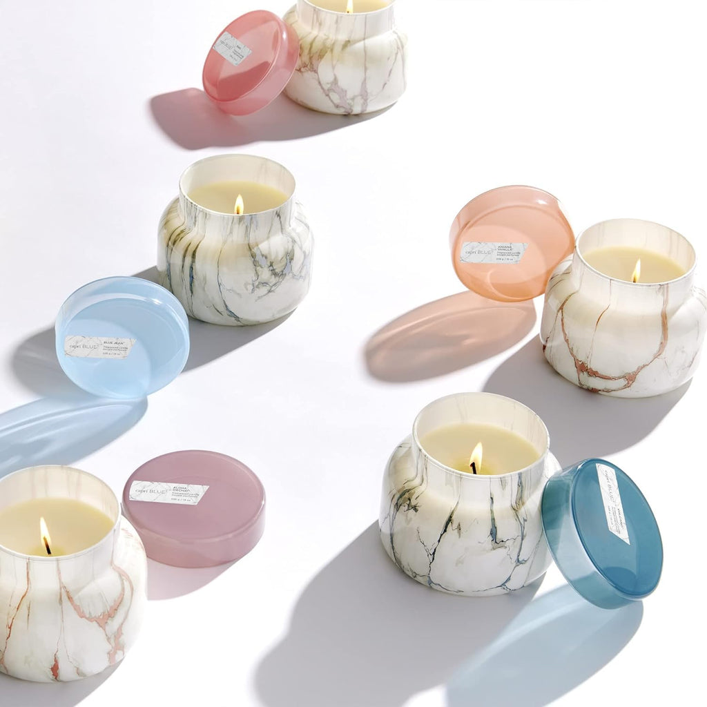 Capri Blue Modern Marble Jar Candles - Luxury Candles for Home Scented - Long Lasting Soy Wax Blend (Aloha Orchid, 8 oz)