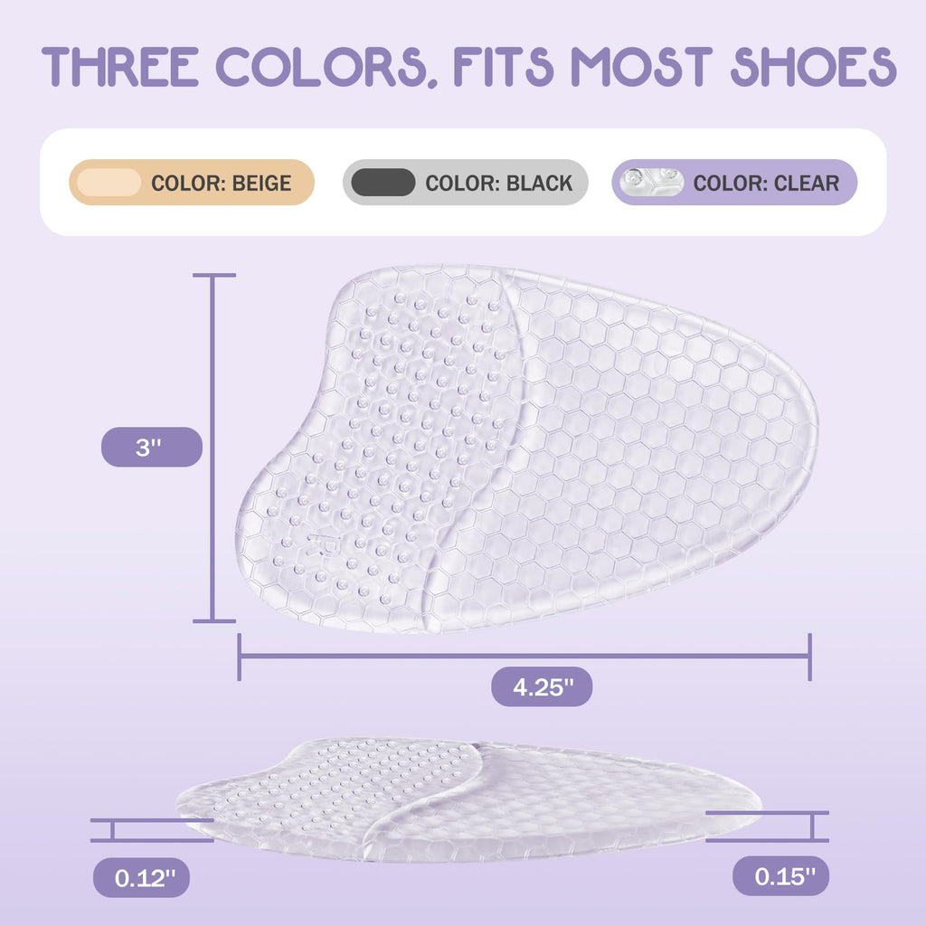 ZAIWOO Metatarsal Pads for Women, Ball of Foot Cushions, Heel Inserts, High Heel Comfort Pads (2 Pairs), Anti Slip, Invisible Design