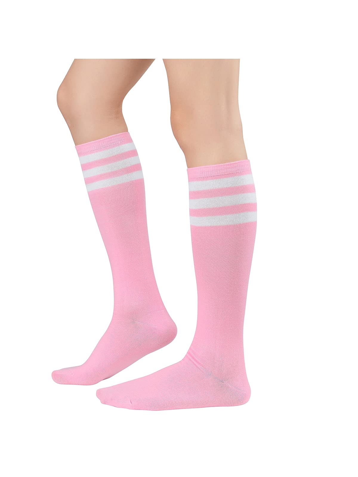 Century Star Knee High Striped Socks for Women - Long Thin Tube Sports Thigh High Socks Tall Stockings