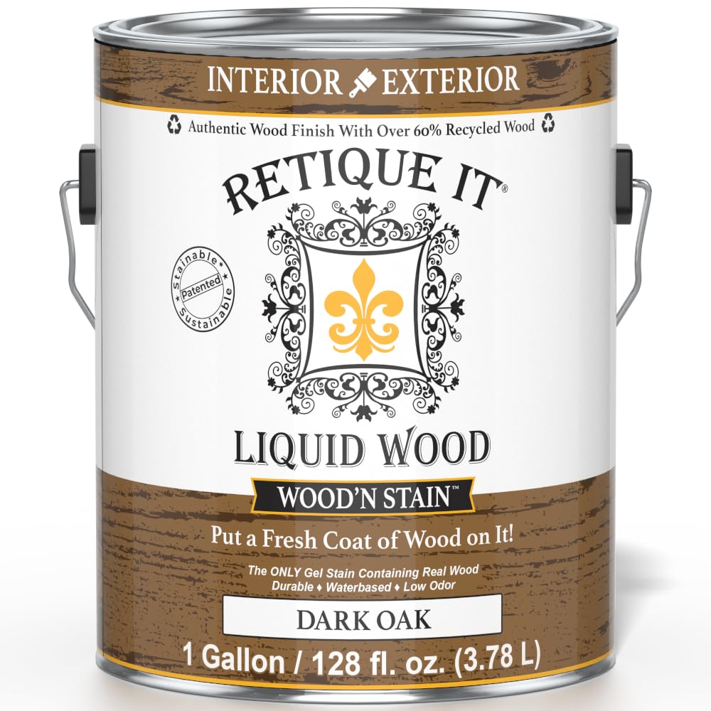 Retique It Wood'n Stain - Liquid Wood Gel Stain Interior/Exterior (08 oz (Half-Pint), 35 Dark Oak)