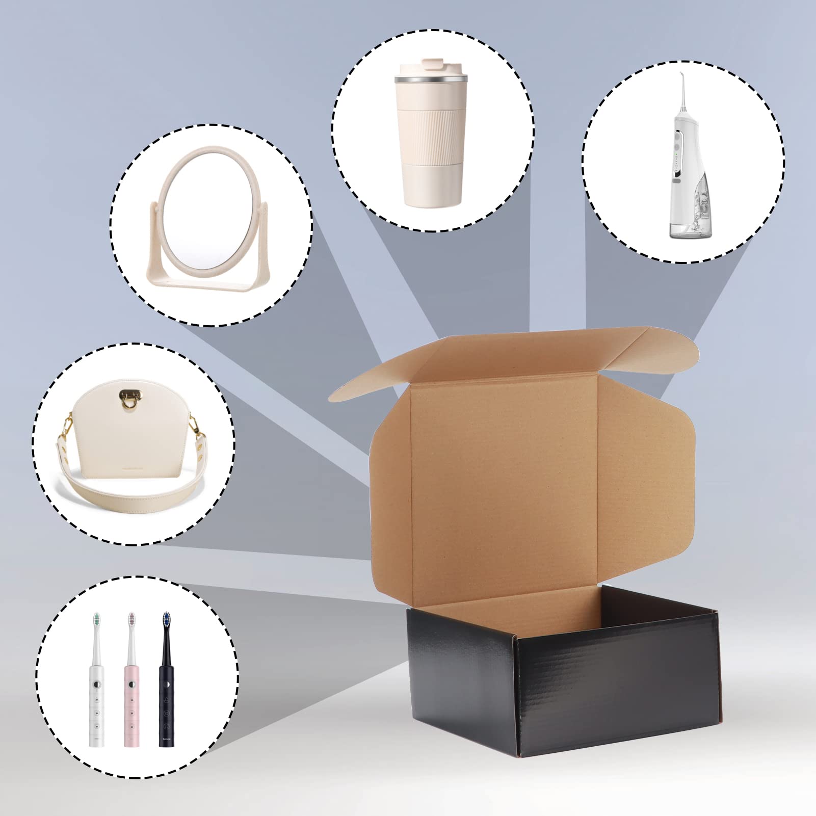 EXYGLO 40 Pack 6x4x3 Shipping Boxes, Black Corrugated Cardboard Boxes for Packaging Small Business, Moving, Shipping, Mailing, and Storing