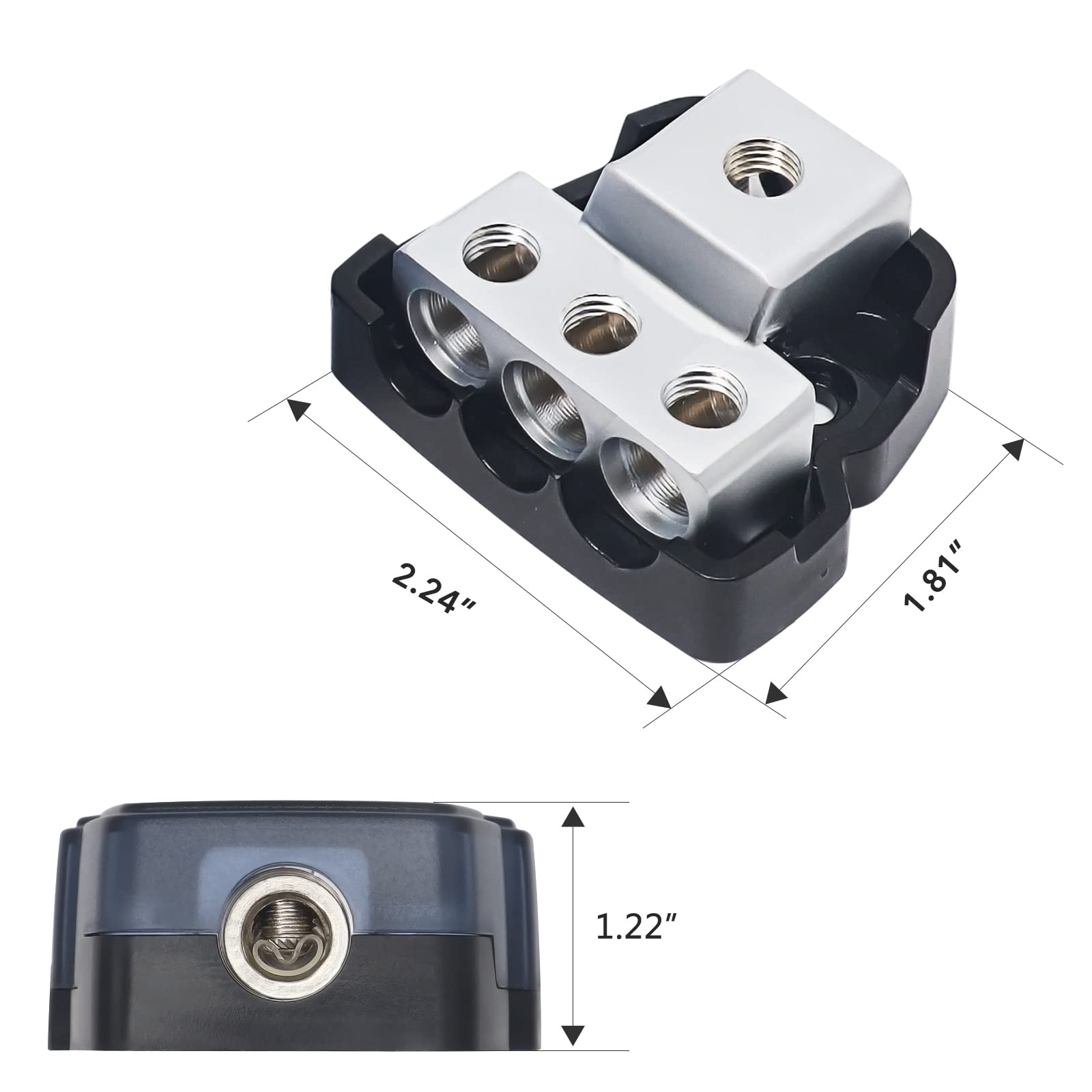 RECOIL DB12 2 Way Power Distribution Block, 1 X 0/2/4 Gauge in / 2 X 4/8 Gauge Out Power Distribution Ground Distributor Block for Car Audio Amplifier Splitter