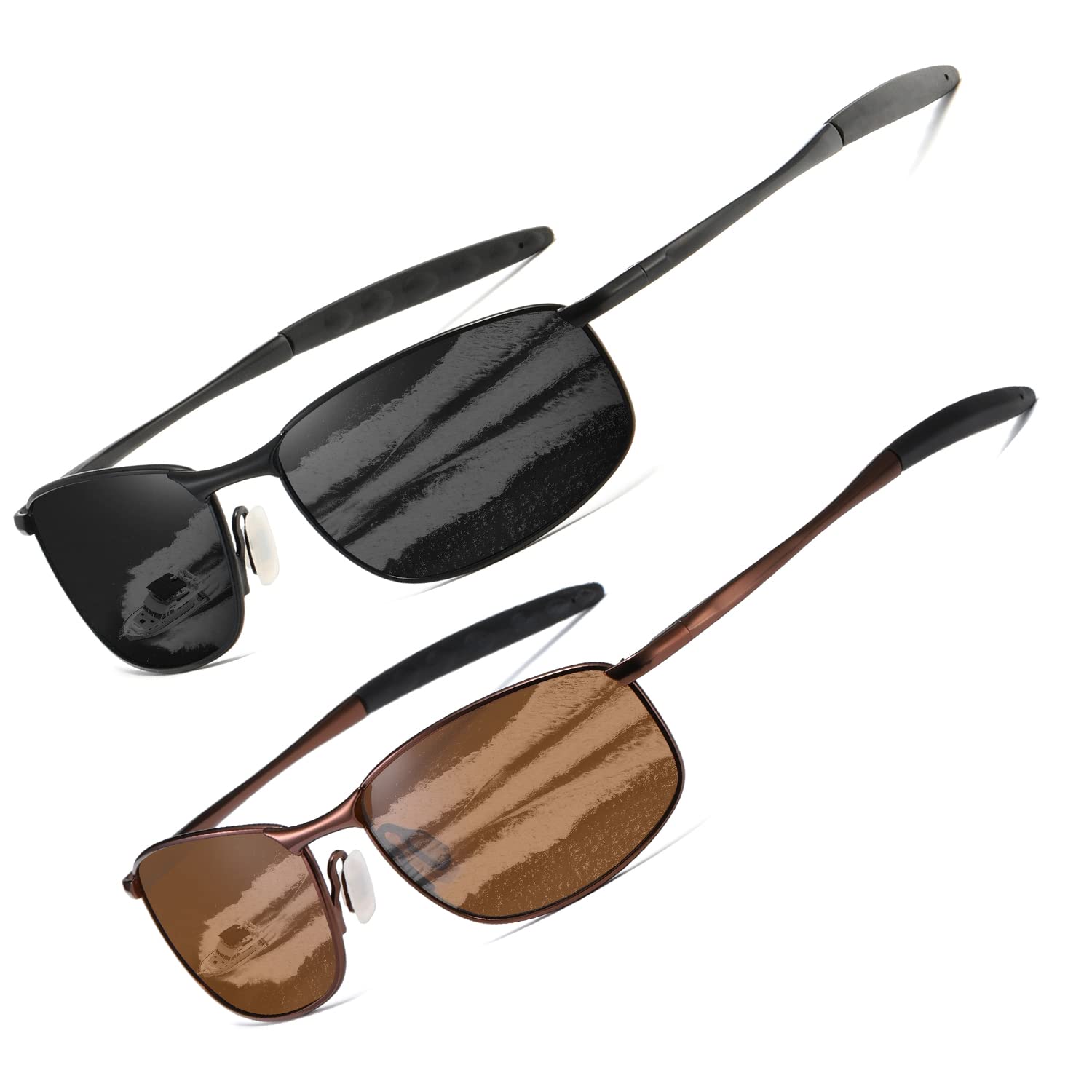AEVOGUE Polarized Sunglasses For Men Rectangle Metal Frame Retro Sun Glasses AE0395