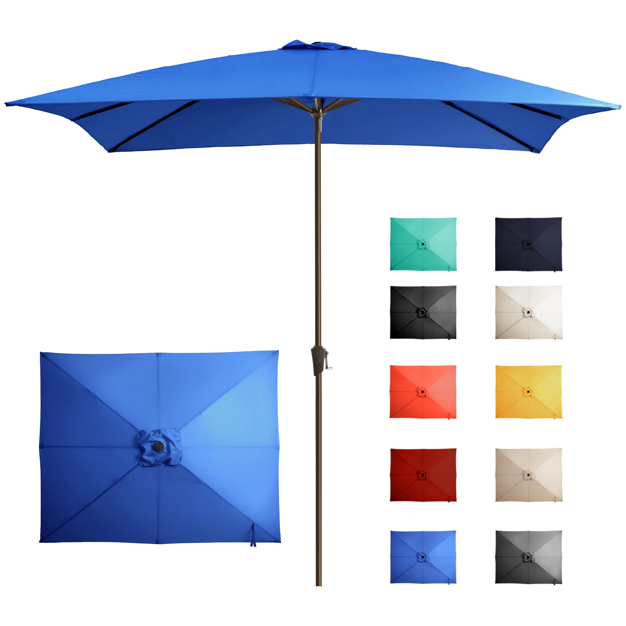 Ayge 6.5x10FT Rectangular Patio Umbrella Outdoor Table Umbrella w/Push Button Tilt & Crank Rectangle Market Umbrella UV Protection for Garden,Deck,Lawn,Yard & Pool,Beige