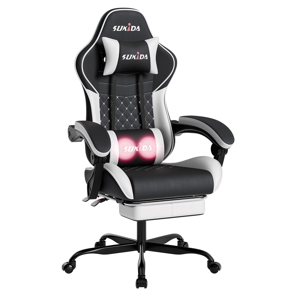 Ergonomic Video Gamer Chairs Gaming Computer Chair Gamer Chairs for Adults Massage Lumbar Support Swivel Height Adjustable Headrest Backrest