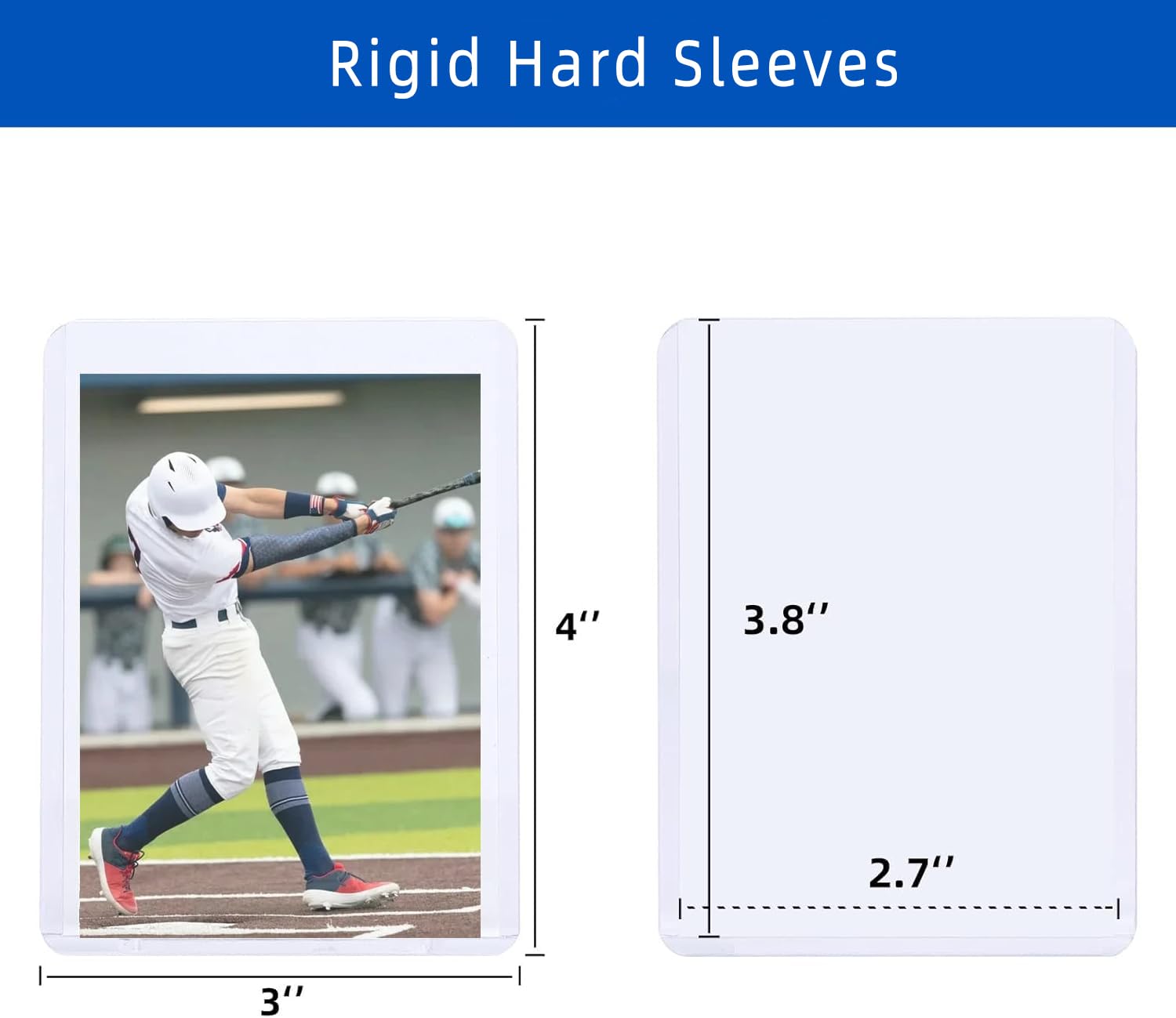 2000 Pack Card Sleeves Hard Plastic, Arjiekwei 3"X4" Baseball Cards Protectors Plastic, Premium Card Holder for Trading Sports Baseball Football Game Cards (1000 Rigid + 1000 Clear)