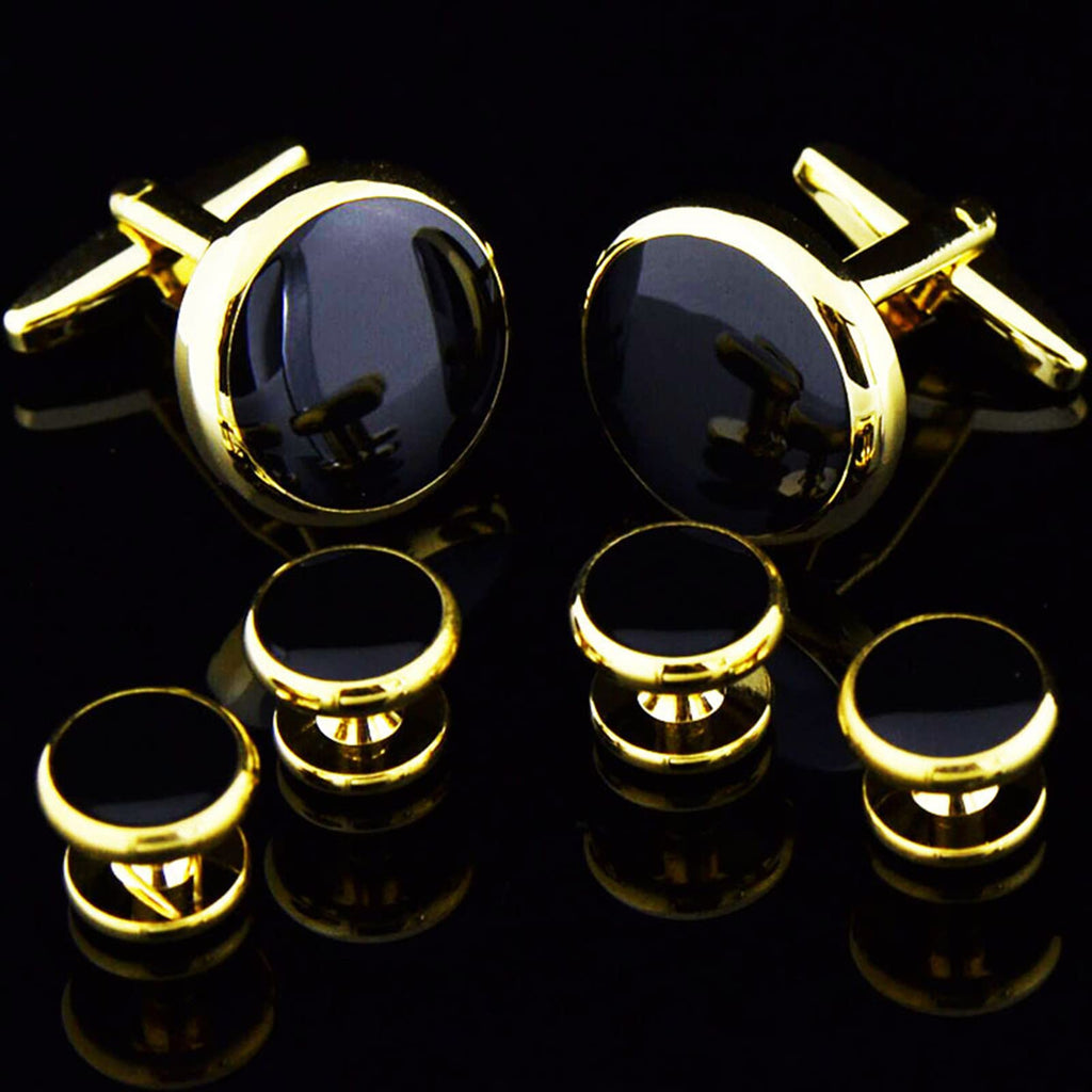 Men's Cufflinks & Tuxedo Studs Set - 316L Stainless Steel Formal Wedding Jewelry, Groomsmen Gift Set with Gift Box