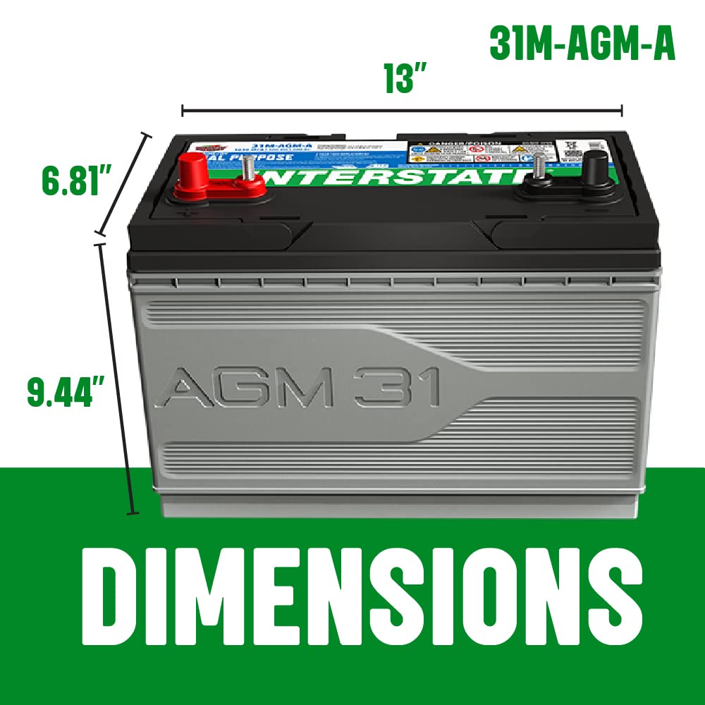 Interstate Batteries Marine/RV Battery 12V 70Ah 750CCA (24M-AGM) Dual Purpose Power Pure Lead AGM RV & Marine Starting Replacement Battery (Group Size 24) Boats, RV's