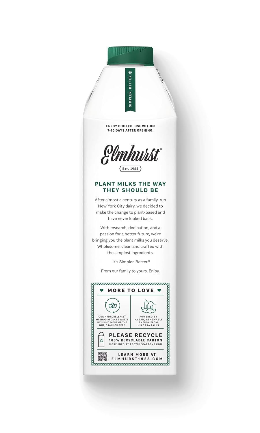 Elmhurst 1925 Unsweetened Walnut Milk - 32 Ounce Dairy-Free, Gluten-Free, Vegan, Kosher, Shelf Stable Milk Made with Water & Walnuts for Healthier, Simpler Plant-Based Alternatives