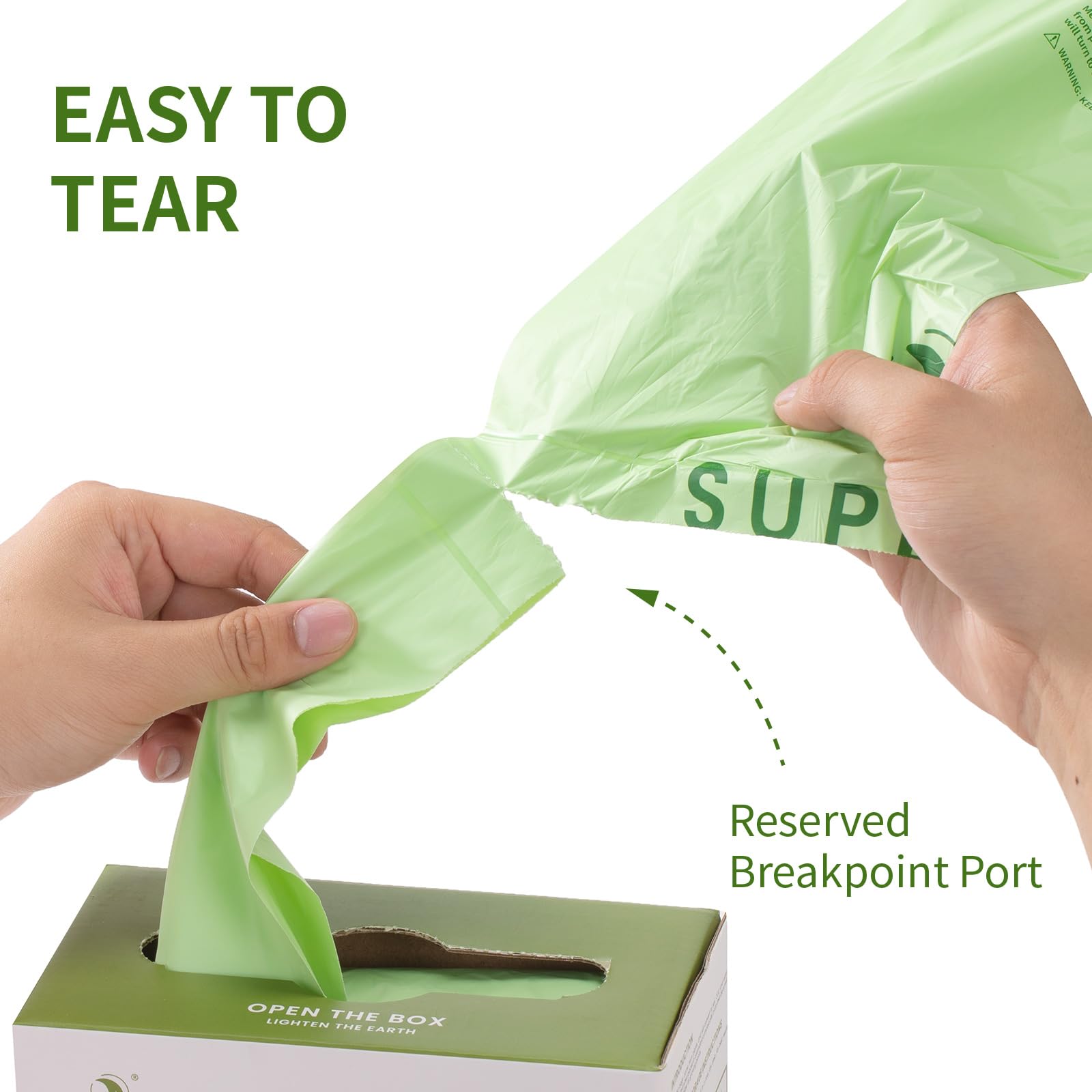 SUPERBIO 1.6 Gallon Handle Tie Compostable Food Scrap Bags, Small Compost Bags with Handles, 50 Count, 2 Pack, BPI & OK compost INDUSTRIAL