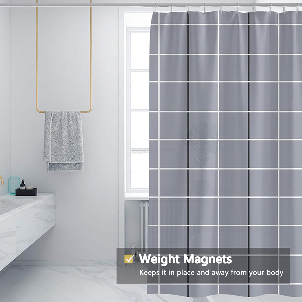 LLSCL Fabric Shower Curtain Liner with Magnets, Waterproof Hotel Quality, 72 x 72 Machine Washable