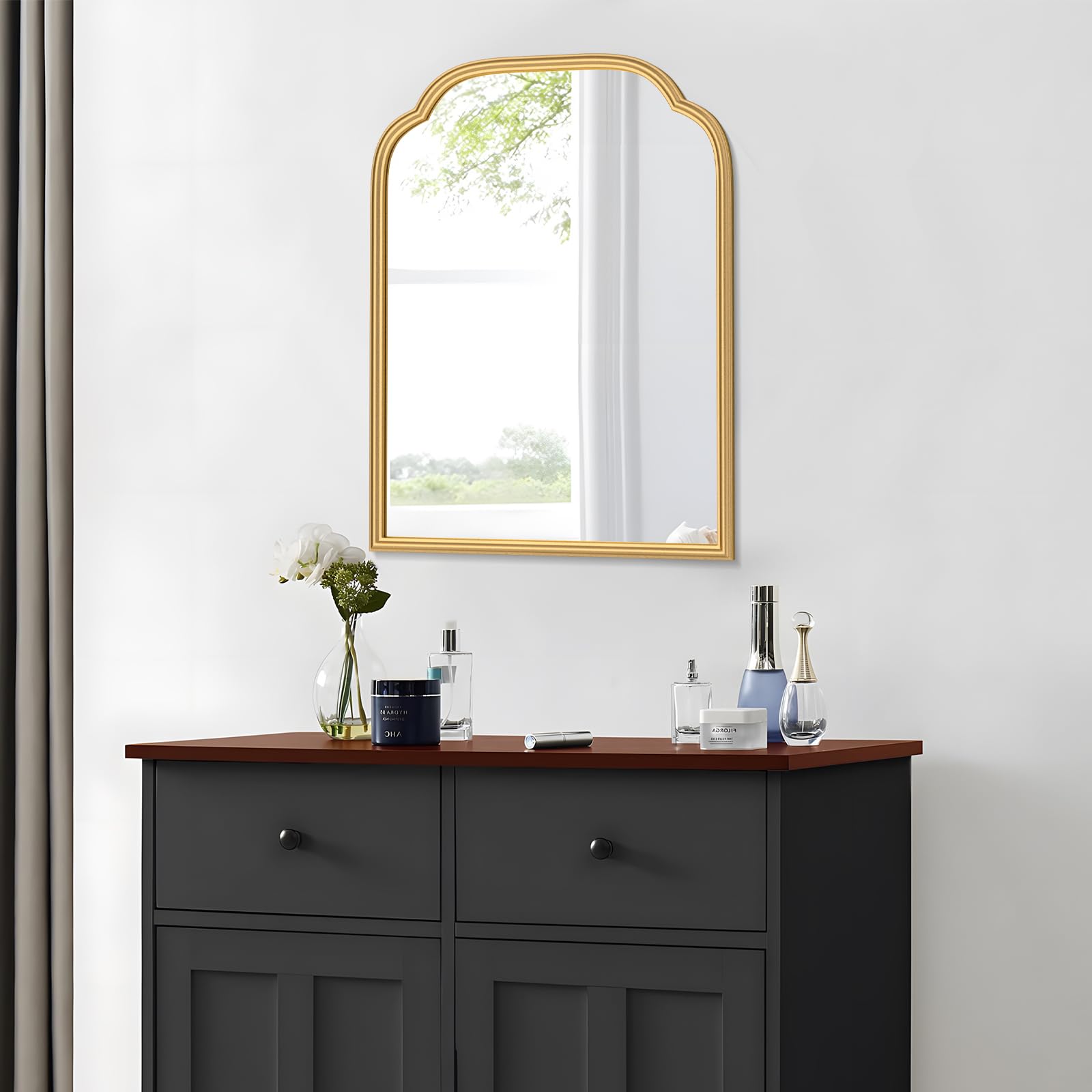 Ferytange 18X24 Inch Black Mirror for Wall with Metal Frame Rectangular Rounded Bathroom Vanity Mirror Anti-Rust, Hangs (Black 18" x 24")