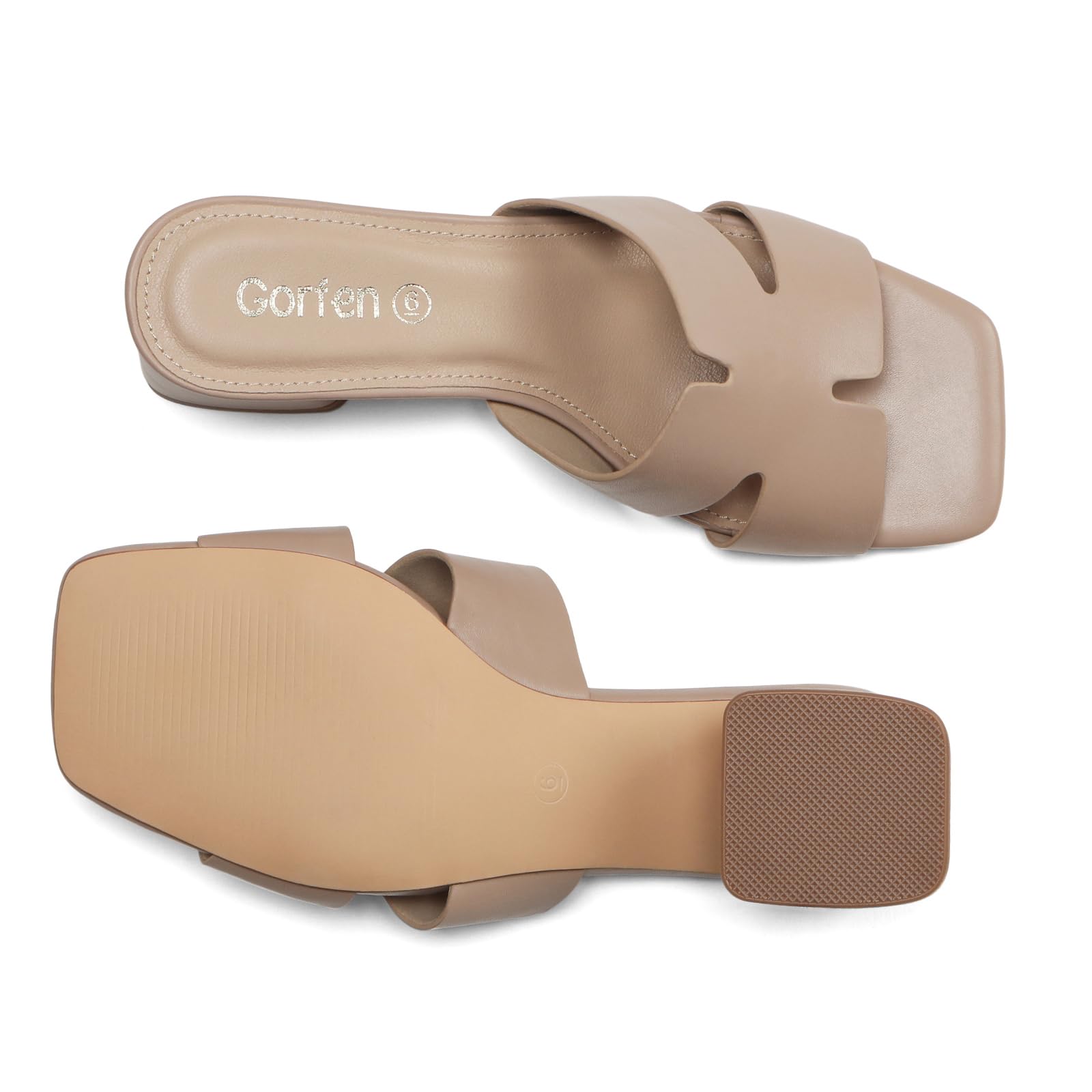 Women's Square Open Toe Sandals Low Block Chunky Heel Slip on Comfortable Casual Sandals for Daily Wear