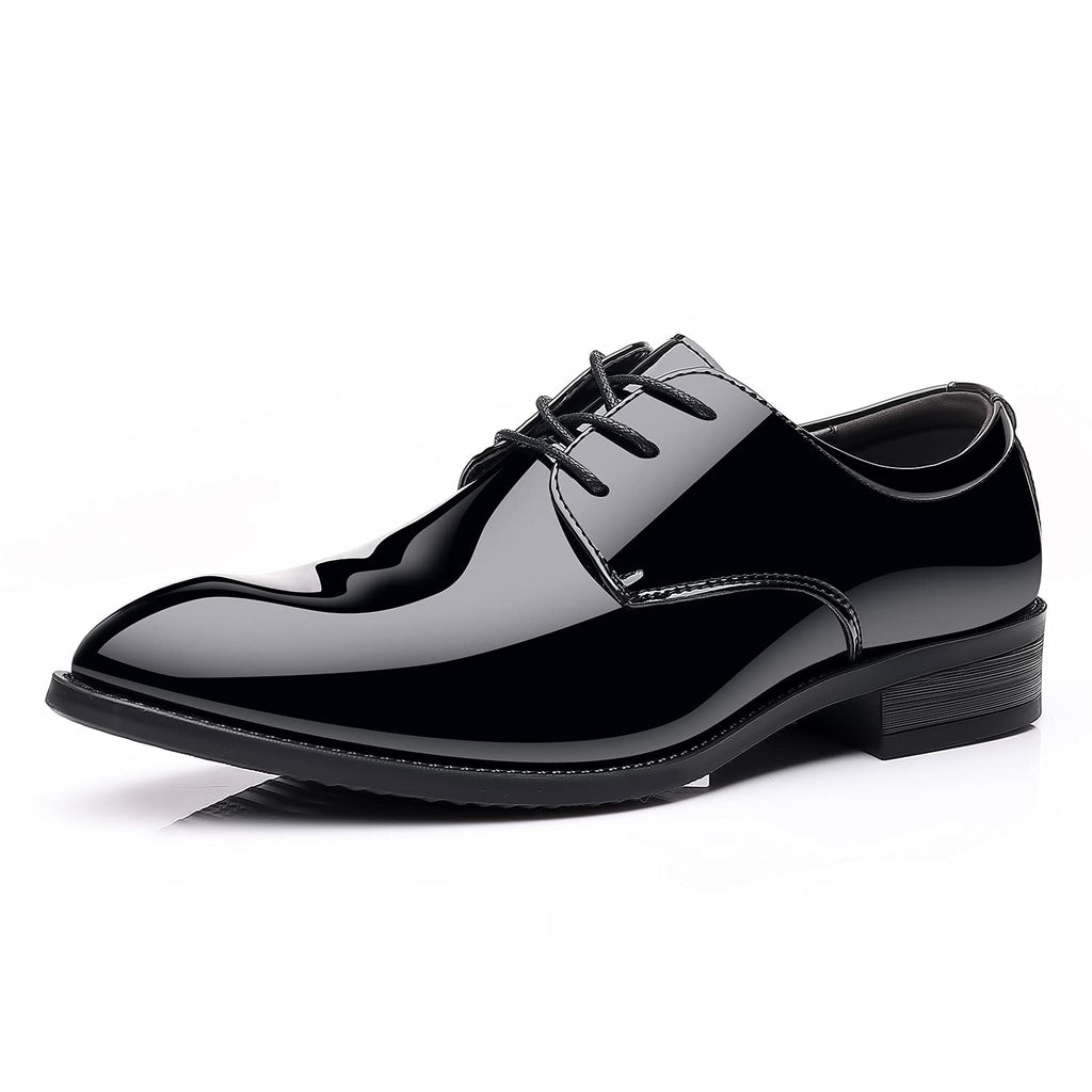 ZZHAP Men's Pointed-Toe Tuxedo Dress Shoes Casual Slip-on Loafer