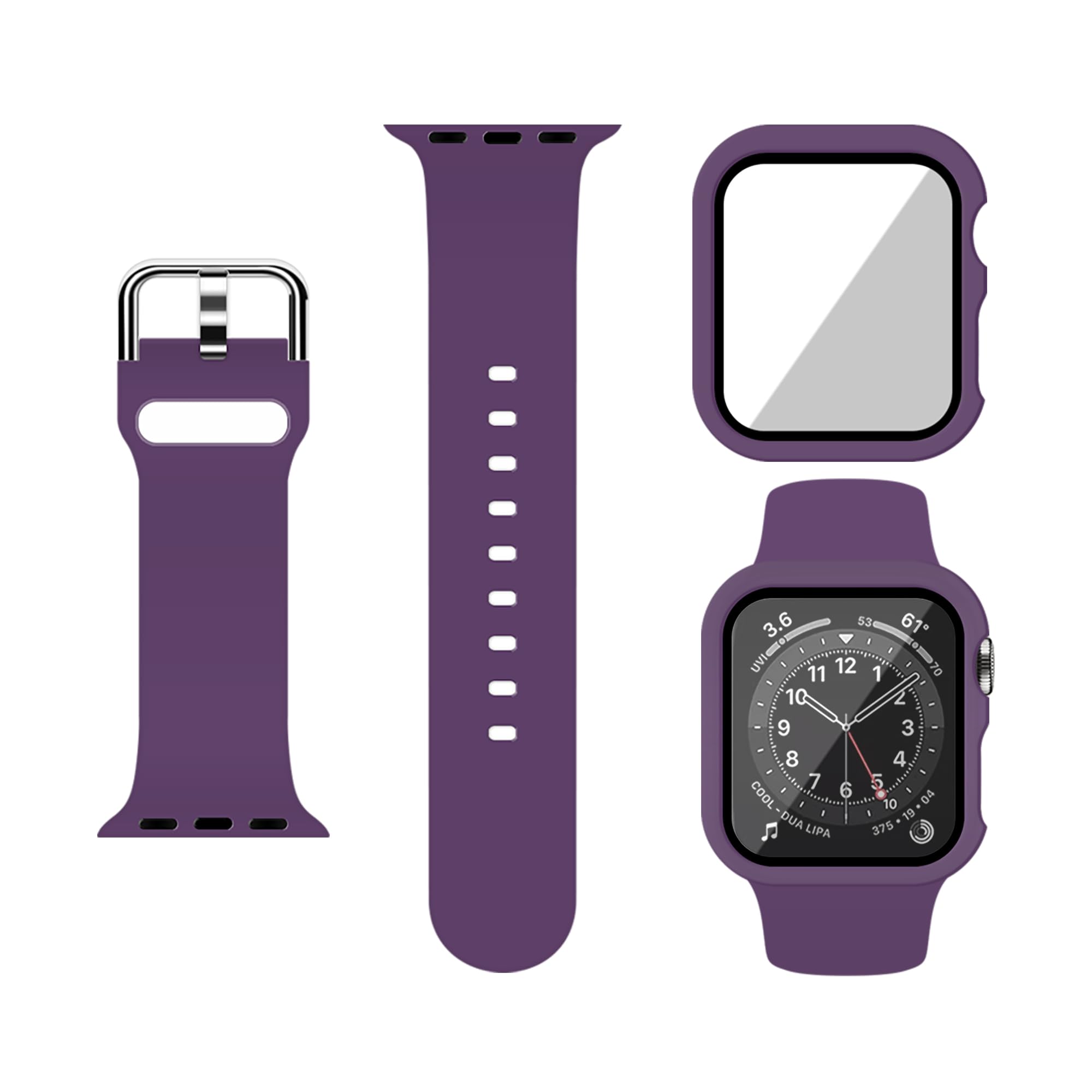 Silicone Sport Band and PC Case with Screen Protector for Apple Watch