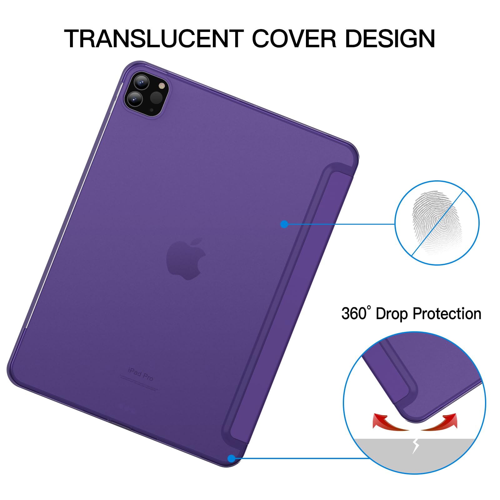 JETech Case ONLY for iPad Pro 11-Inch, 2022/2021/2020/2018 Model, Compatible with Pencil, Cover Auto Wake/Sleep (Black)