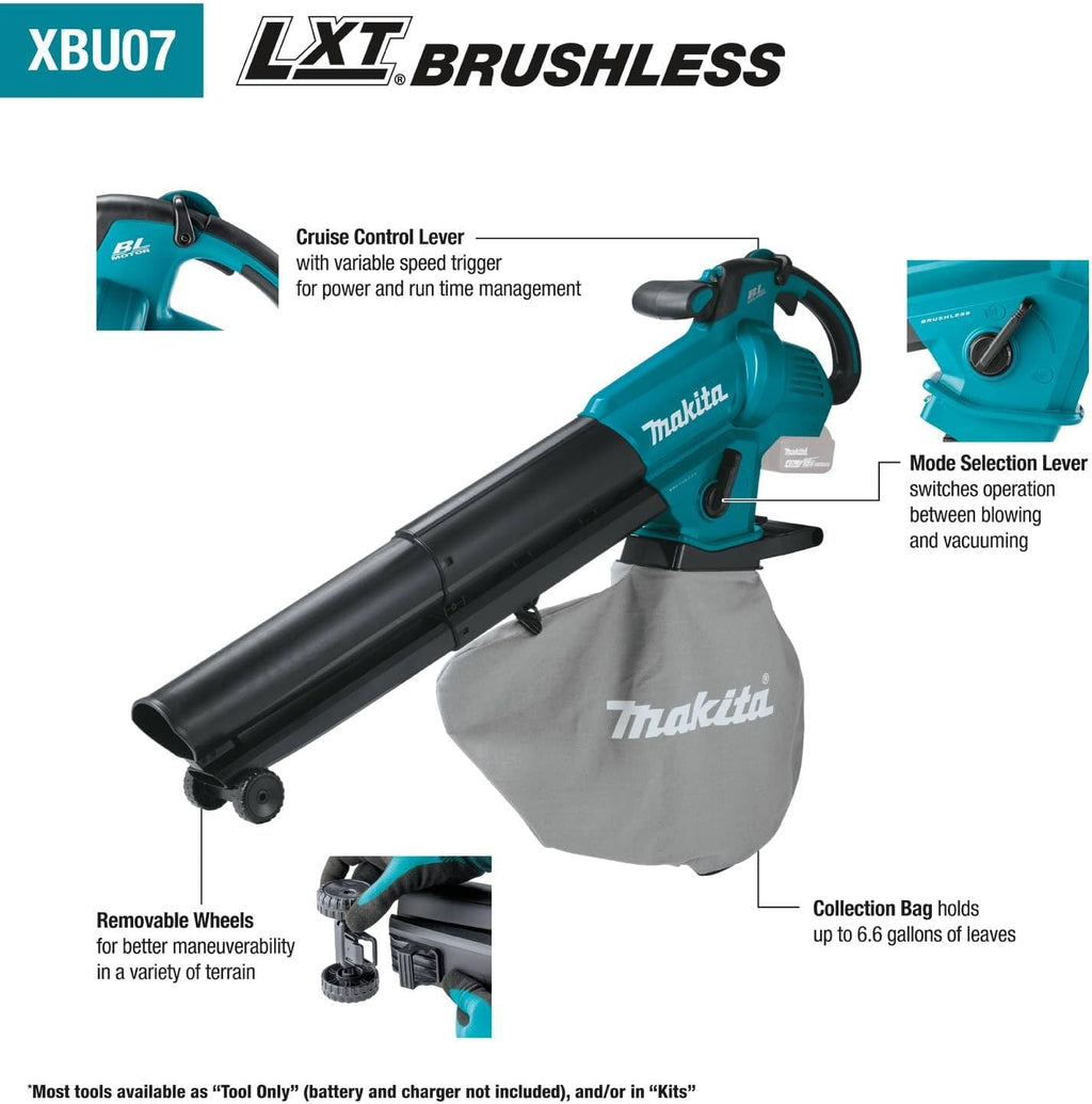Makita XBU07Z 18V LXT® Brushless Blower/Vacuum Mulcher, Tool Only