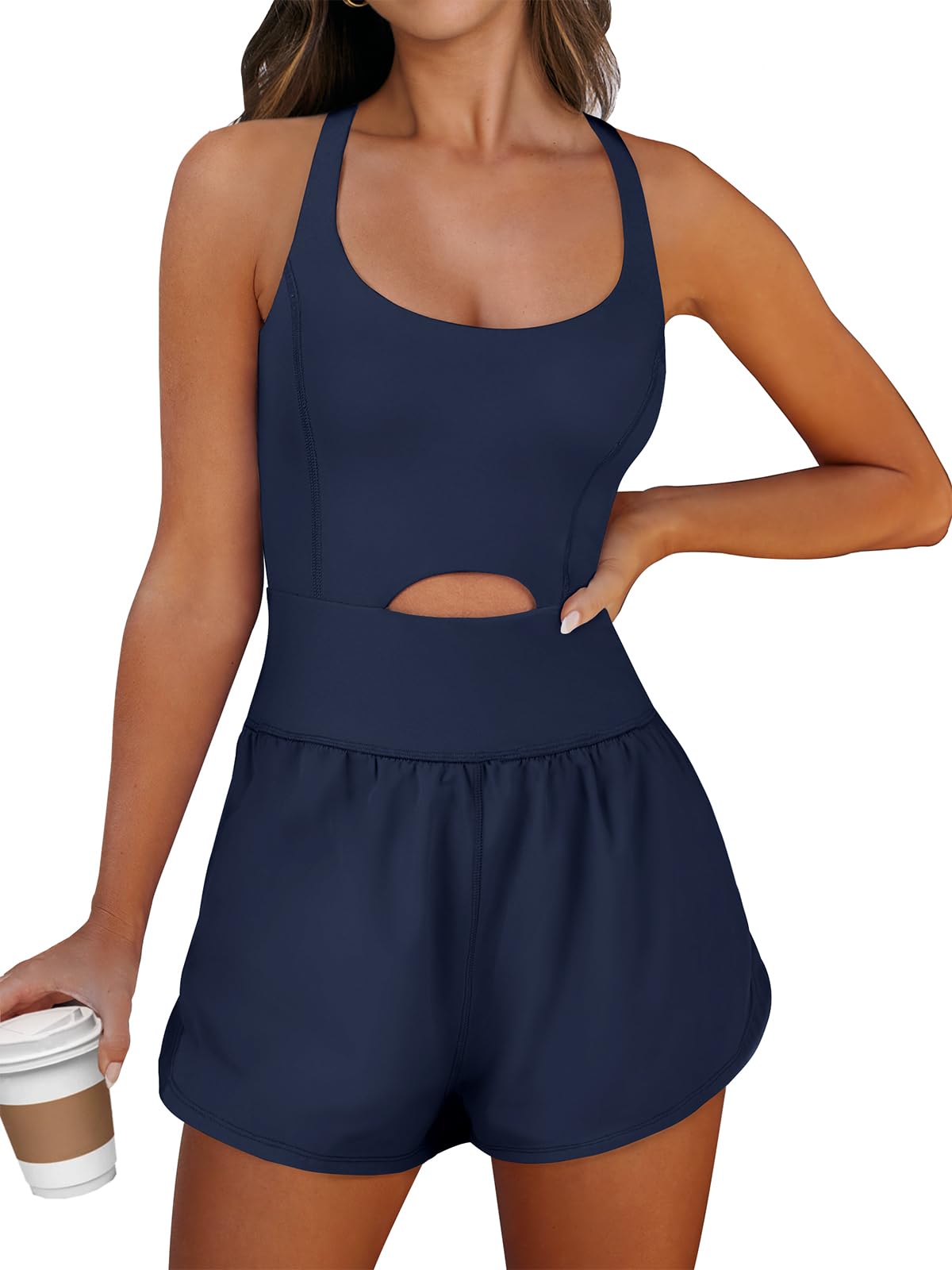 Caracilia Women's Workout Athletic Romper Summer Sets Short Jumpsuits Onesie Running Outfits Exercise Gym 2026 Trendy Clothes
