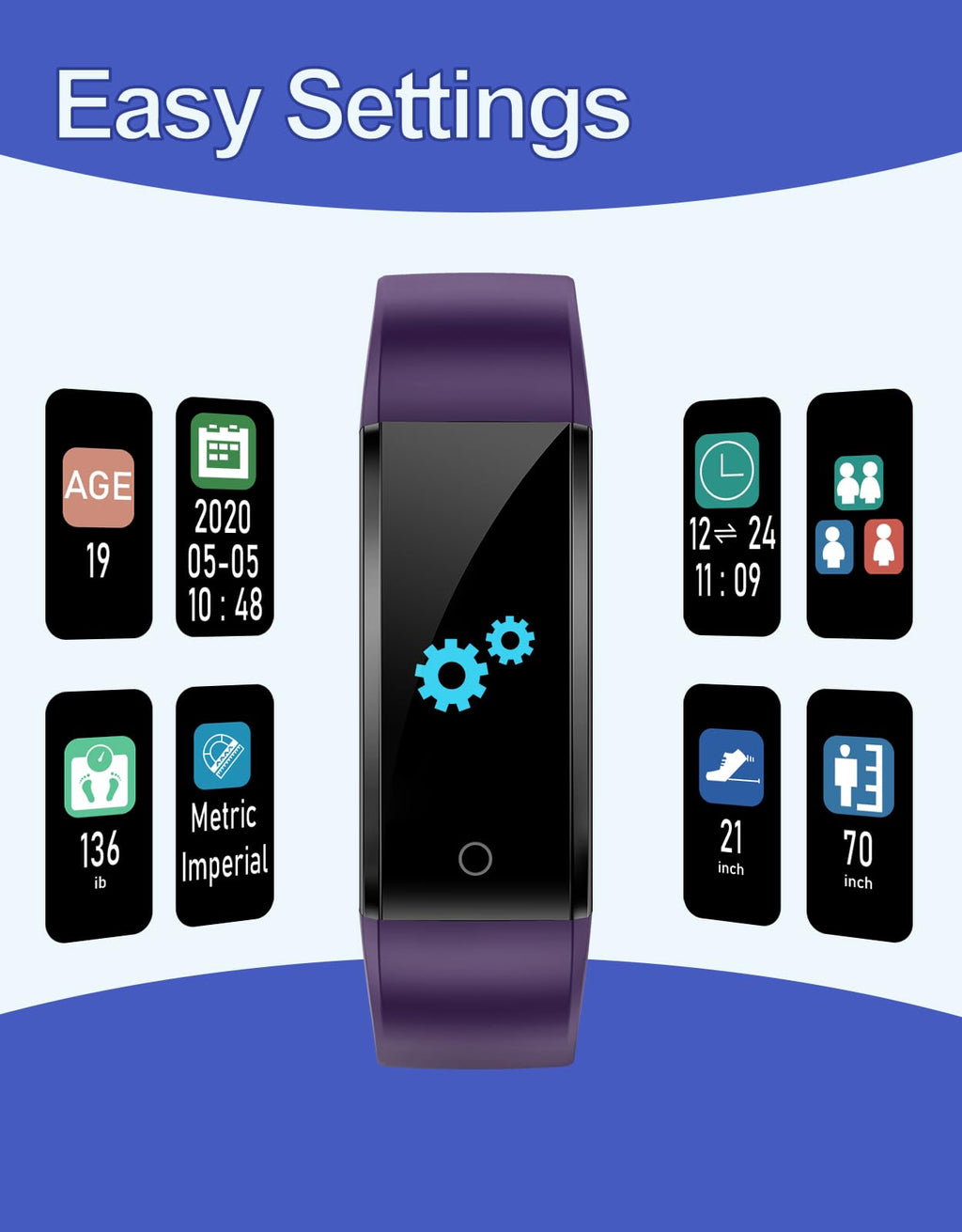 GRV Fitness Tracker Non Bluetooth Fitness Watch No App No Phone Required Waterproof Pedometer Watch with Steps Calories Counter Sleep Tracker for Men Women Parents