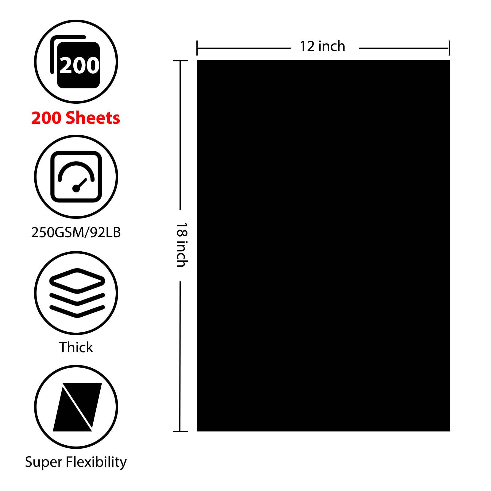 OcePor 100 Sheets Black Cardstock 8.5” x 11”, 92lb/250gsm Black Card Stock, Thick Card Stock Paper, Heavy Cardstock Paper for Printer, Resume, Scrapbooks, Art, Crafts, Business Cards