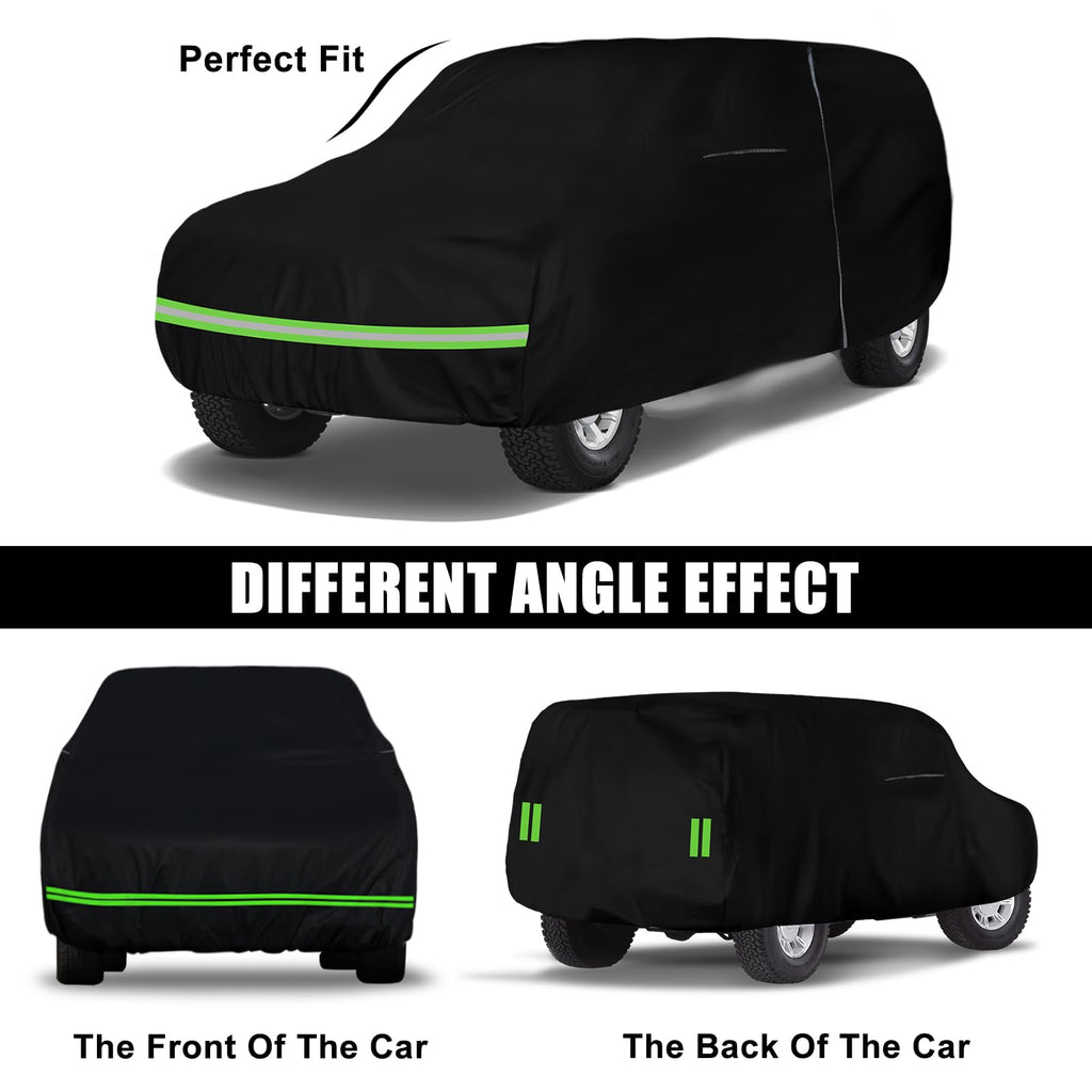 Waterproof Car Cover Replace for 1993-2010 Jeep Grand Cherokee, 6 Layers All Weather Car Cover with Zipper Door & Windproof Bands for Snow Rain Dust Protection