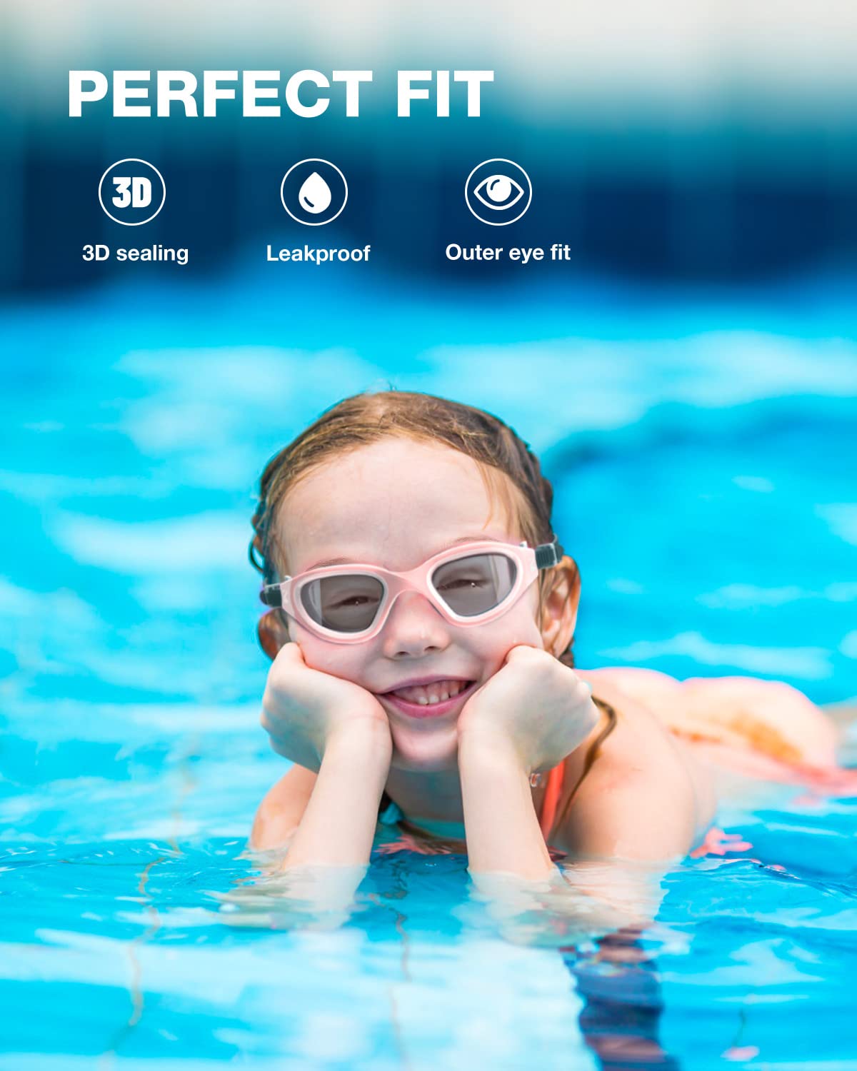 ZIONOR Kids Swim Goggles, G1MINI SE No Leak Anti-Fog Goggles for Kids 6-14, Soft Silicone Comfort Fit, Easy Adjust Strap