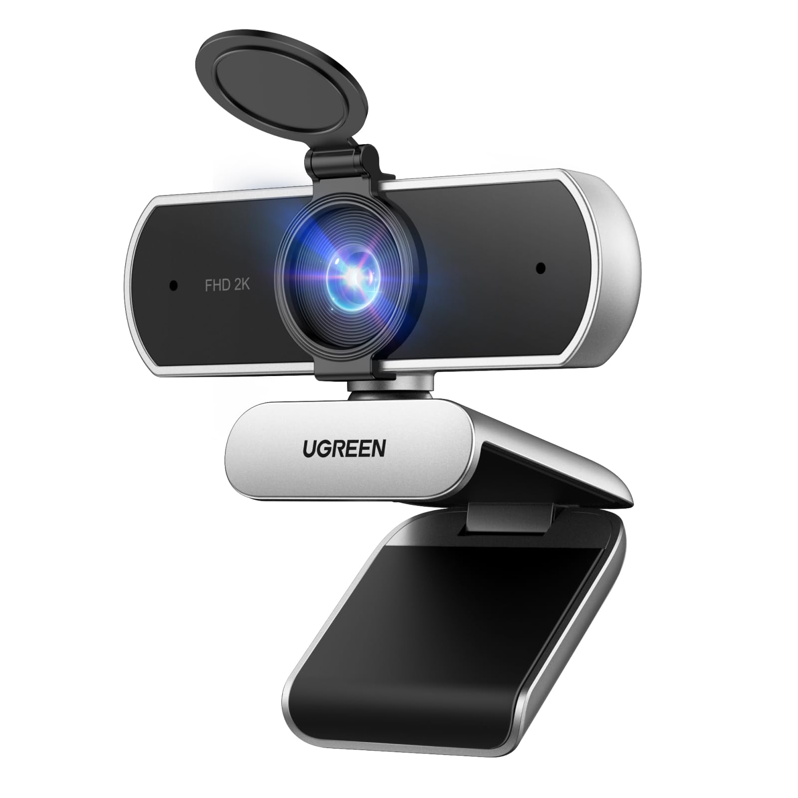 UGREEN 2K Webcam for PC Ultra HD 1080P Computer Webcam with Microphone, PC Camera with Privacy Cover, USB Web Camera for Streaming, Conference, Video Calling, Zoom, Skype, Teams, FaceTime, Grey
