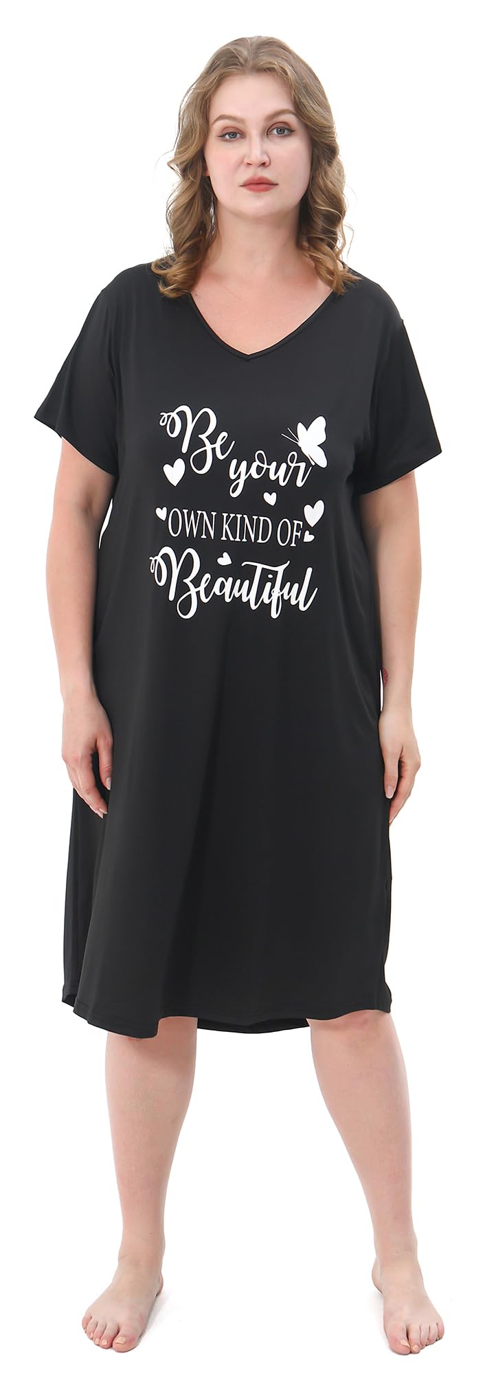 3 Pack Plus Size Women's Nightgown Soft Print Nightshirts for Women Short Sleeve Sleepwear