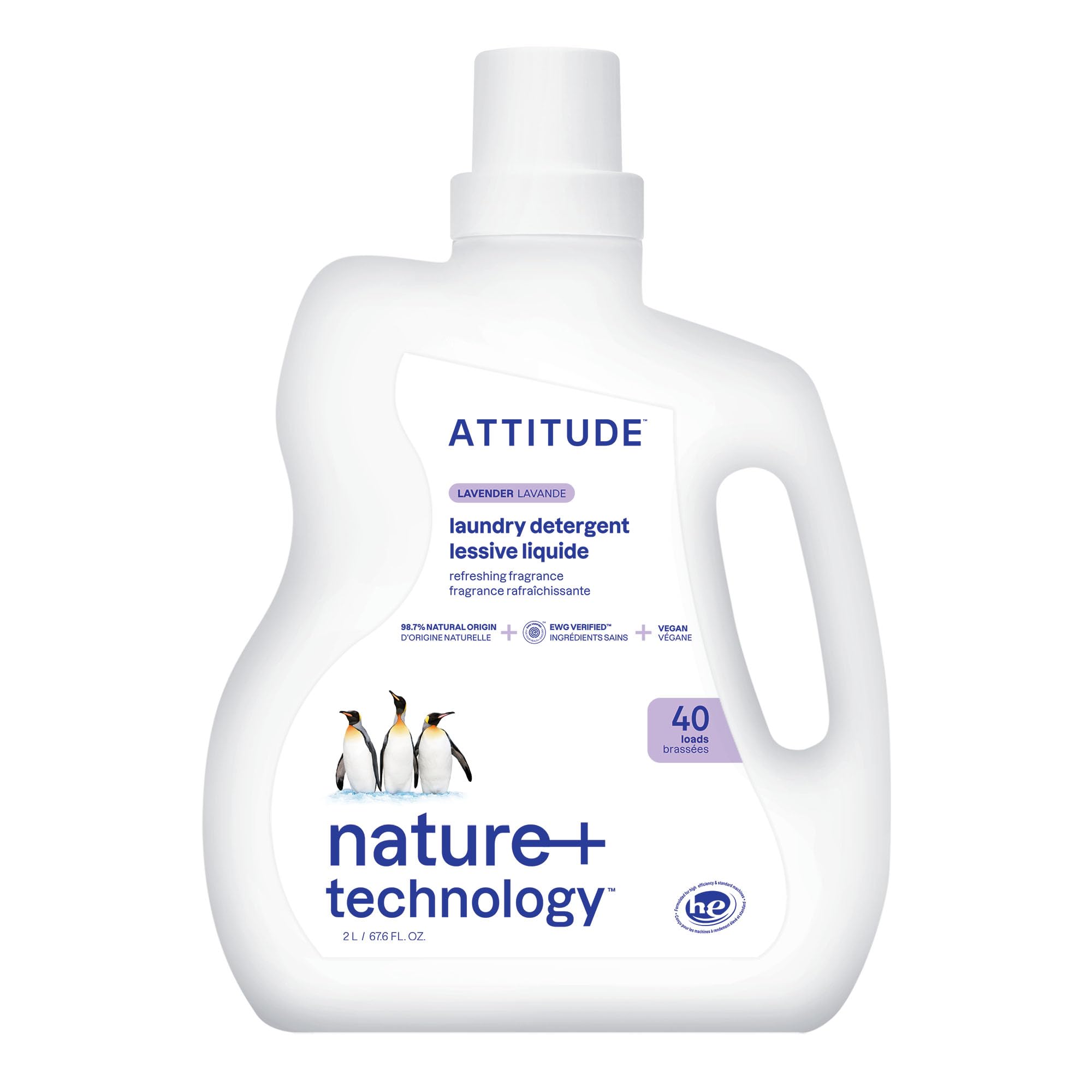 ATTITUDE Liquid Laundry Detergent, EWG Verified, HE Compatible, Plant-Based & Vegan, Natural Laundry Soap, Citrus Zest Scent, 40 Loads, 67.6 Fl Oz