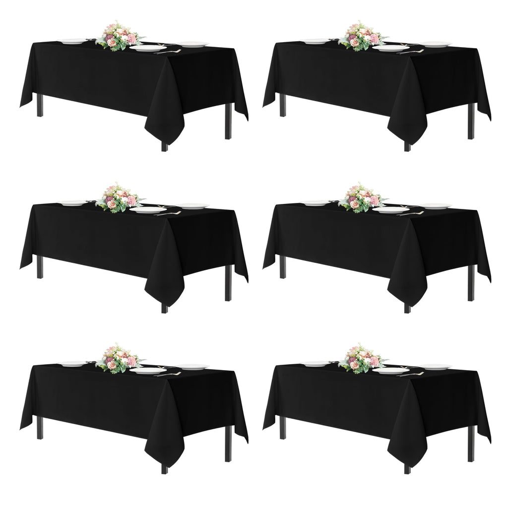sancua Rectangle Tablecloths for 4ft Tables, 6 Pack - 60x84 Inch - Beige Washable Fabric Cloth Table Cloth for Wedding, Party, Birthday, Banquet, Reusable Polyester Table Covers