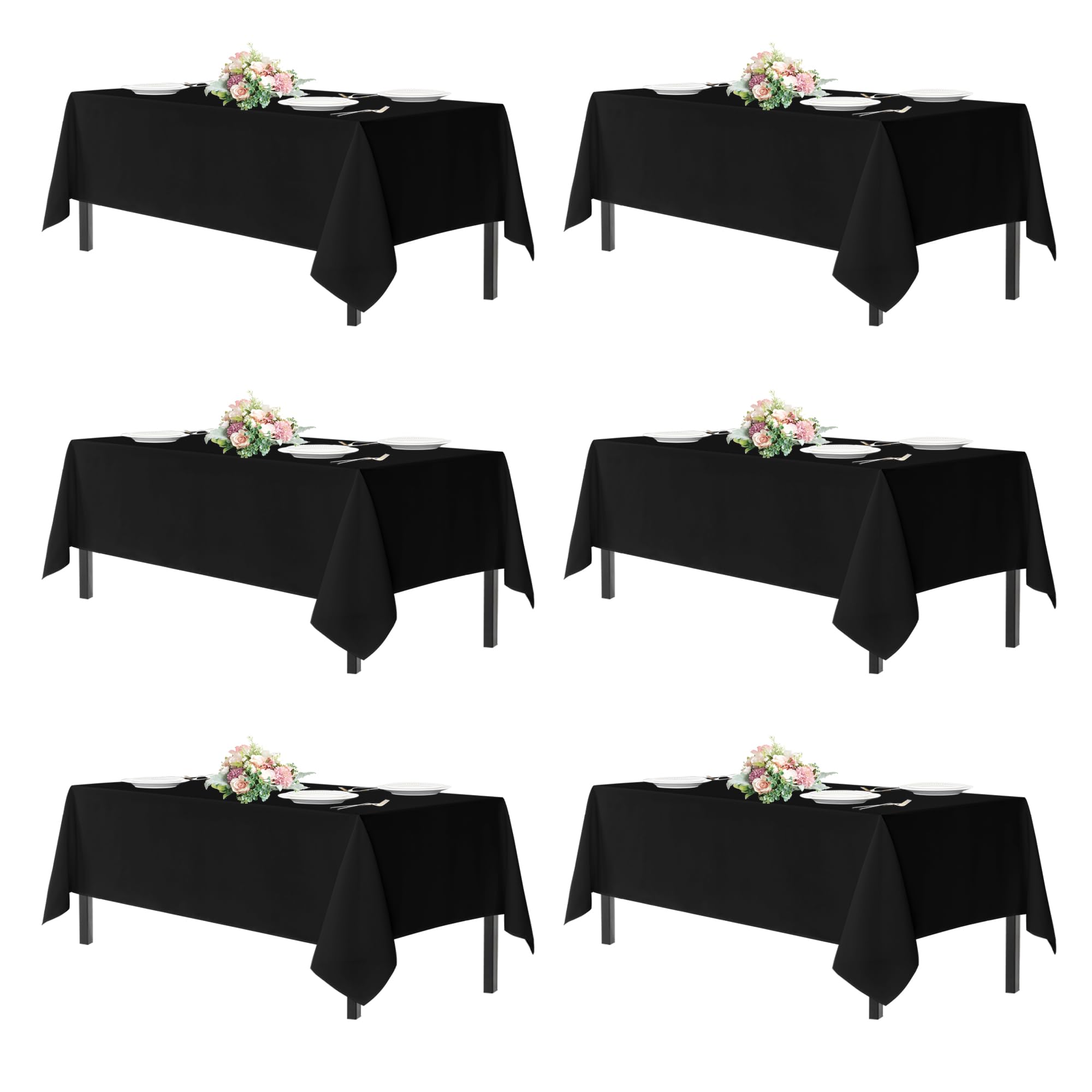 sancua Rectangle Tablecloths for 4ft Tables, 6 Pack - 60x84 Inch - Beige Washable Fabric Cloth Table Cloth for Wedding, Party, Birthday, Banquet, Reusable Polyester Table Covers