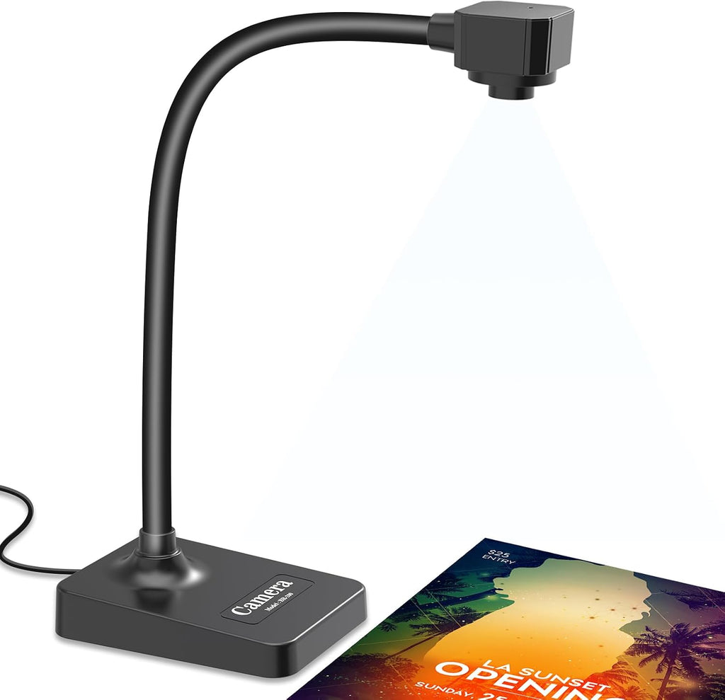 USB Document Camera for Teachers,Manual Focus Webcam with Mic,Fold for Mac/Windows/Chromebook