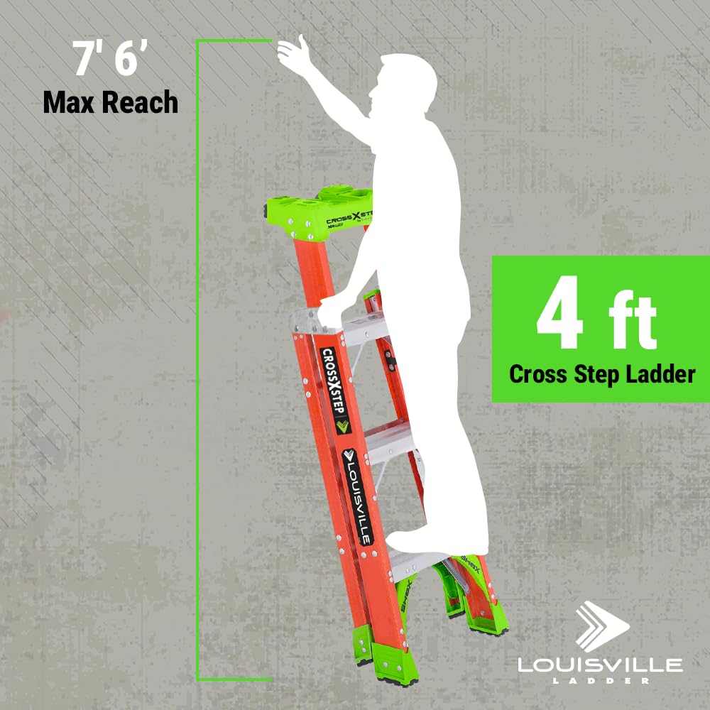 Louisville Ladder 4-foot Fiberglass Cross Step Ladder, 300-Pound Load Capacity, Type IA, FXS1504
