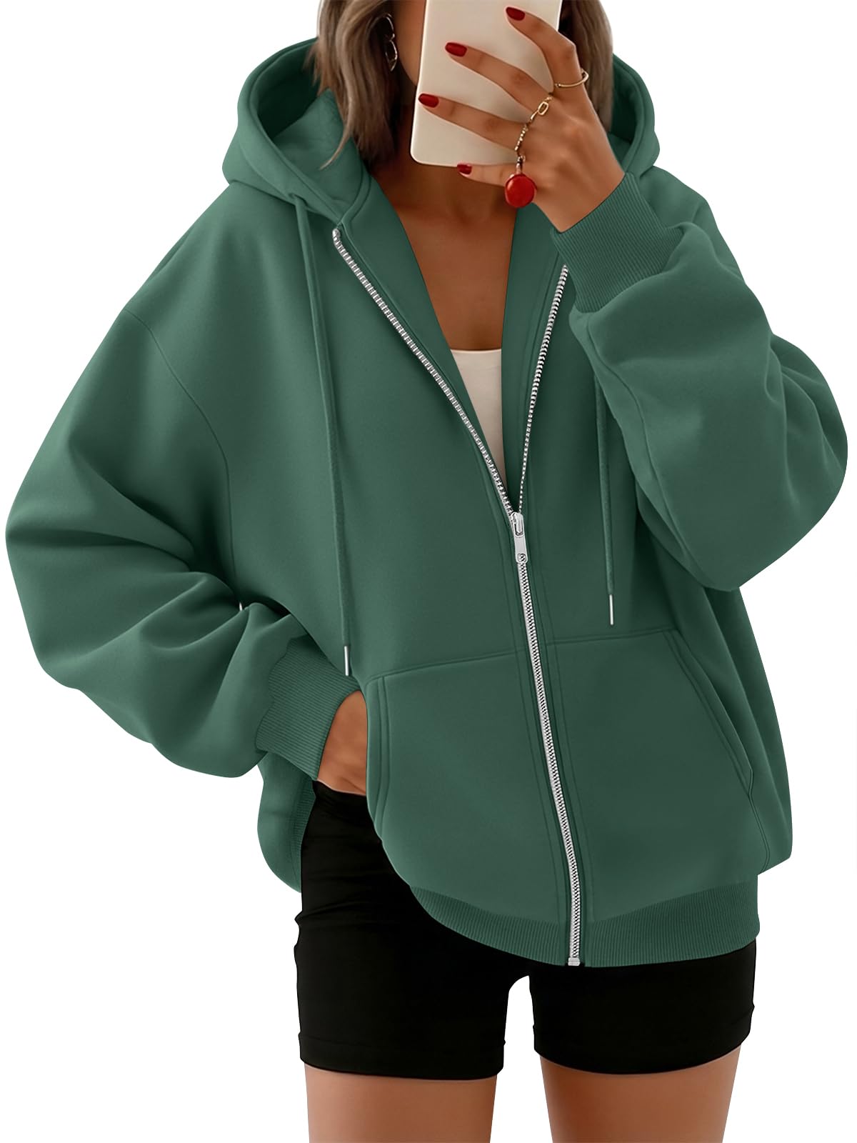 Trendy Queen Womens Zip Up Hoodies 2026 Oversized Sweatshirt