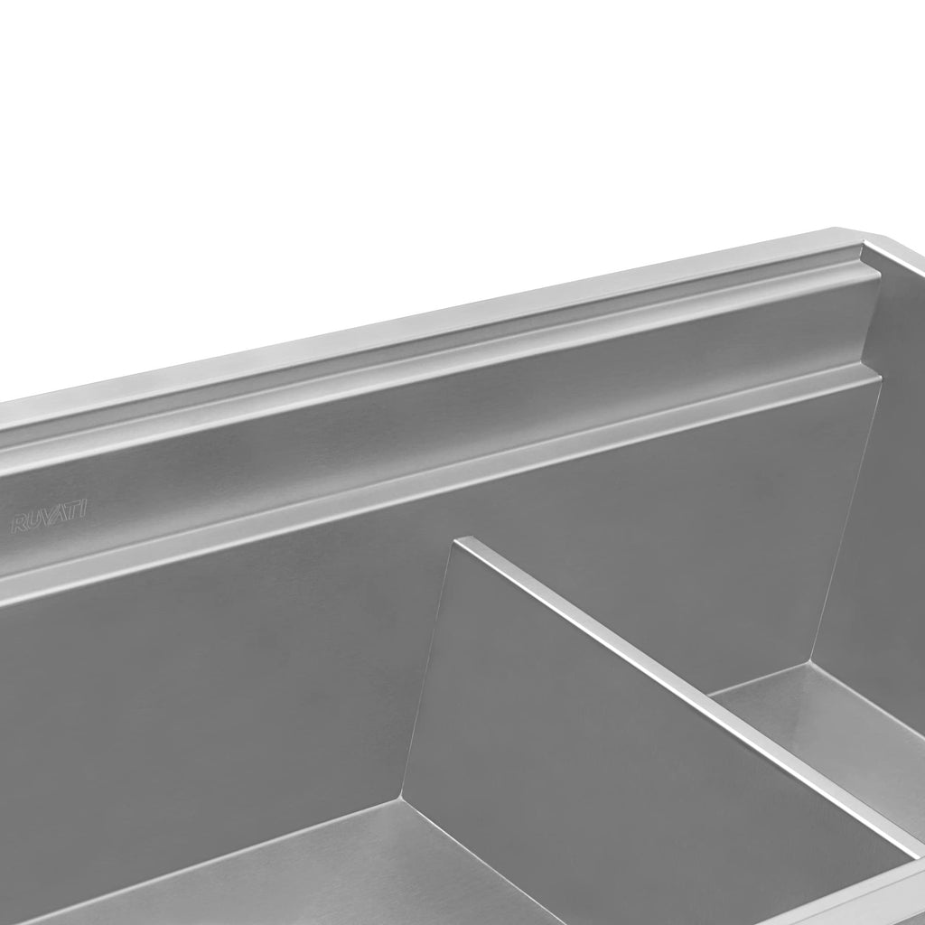 Ruvati 33-inch Workstation Kitchen Sink - Dual Tier Double Bowl Kitchen Sink - Low Divide Undermount Sinks - 16 Gauge Stainless Steel Kitchens Sinks - RVH8255
