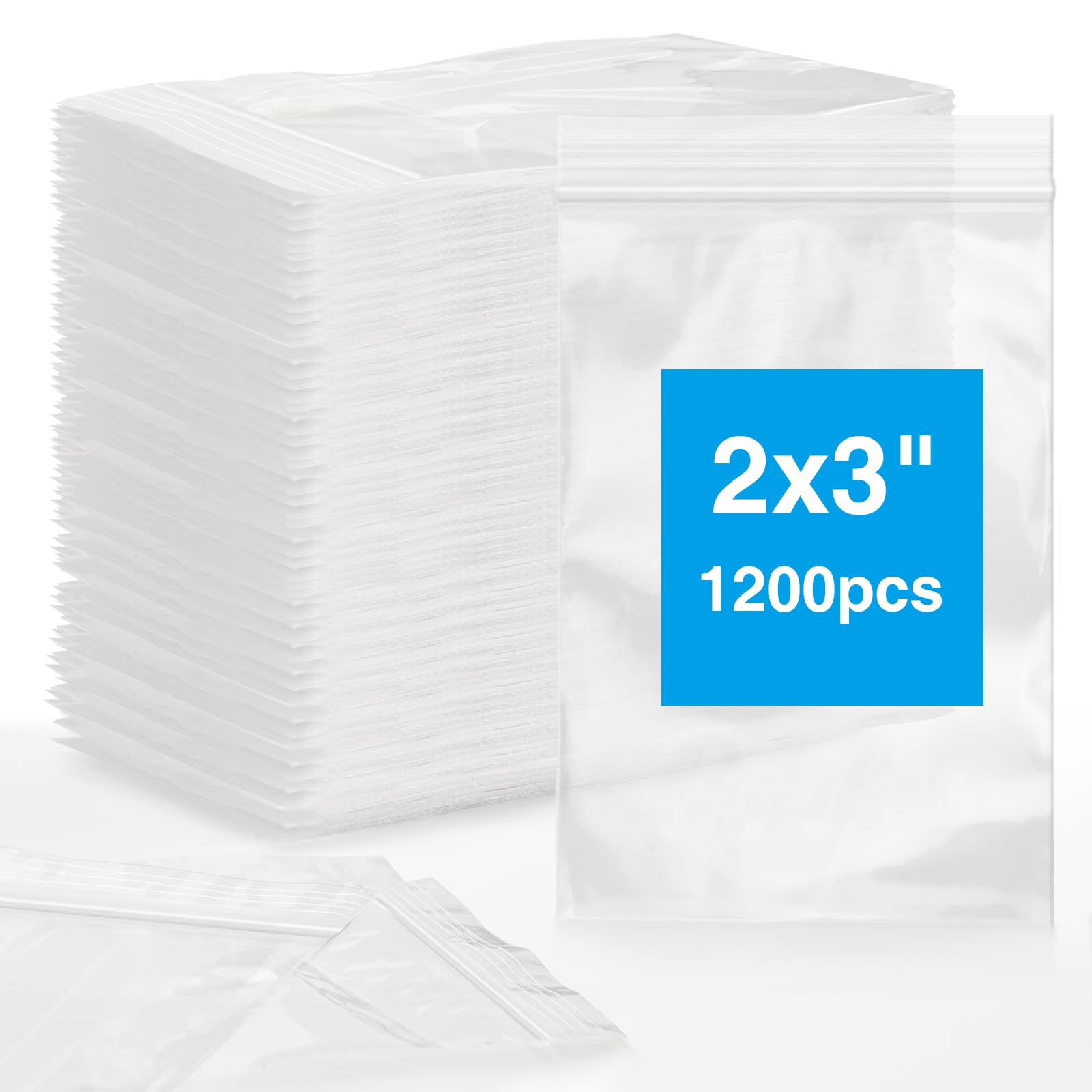 1200pcs 1.5" x 1.5" 2 Mil Clear Plastic Zip Bags, Bulk Jewelry Bag, Poly Bags with Resealable Zip Top for Pills, Meds, Jewelry, Travel, Storage, Packaging, Shipping