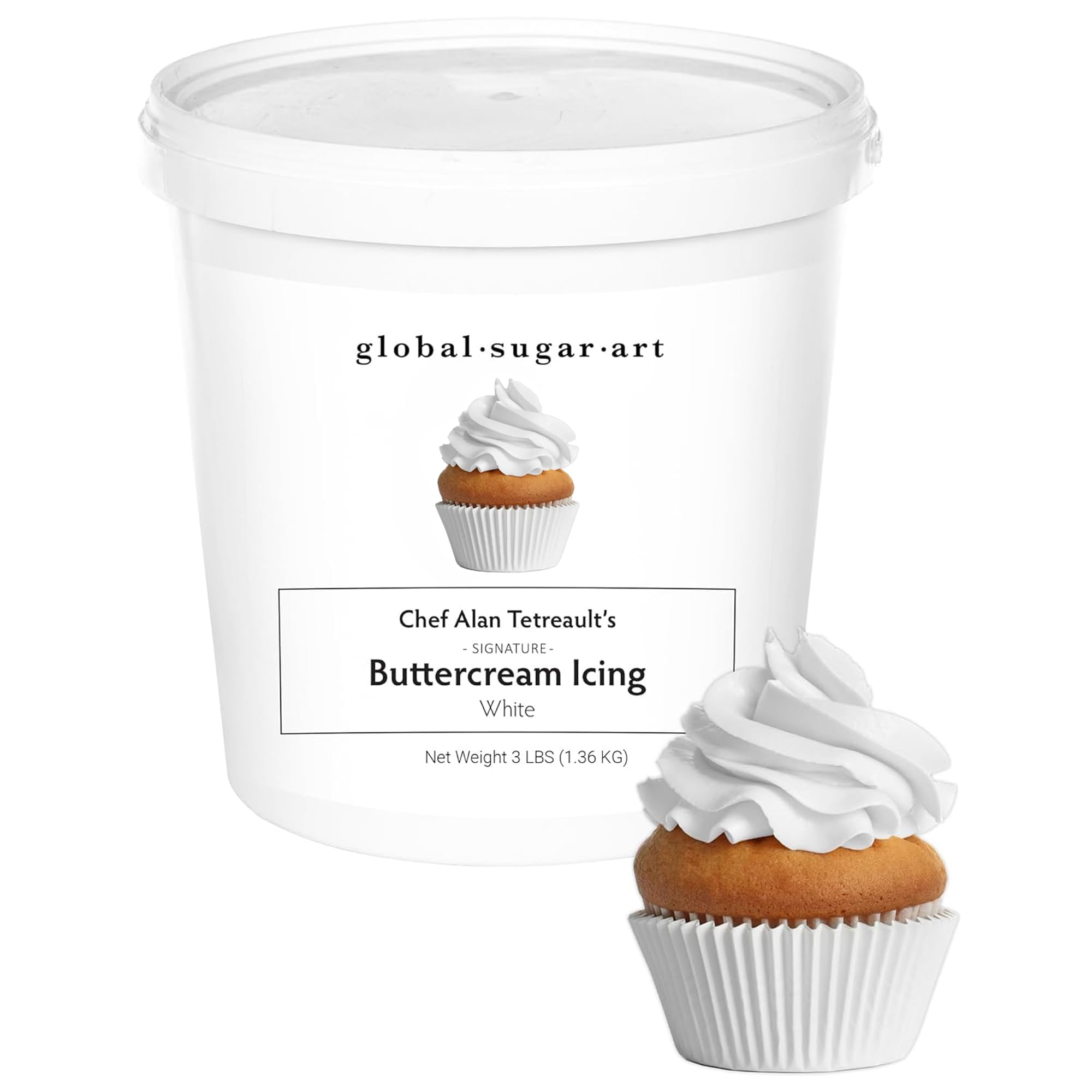 Black Buttercream Frosting for Cake Decorating – Firm Icing for Cakes & Cupcakes, 3 Pound Tub by Global Sugar Art/Chef Alan Tetreault (Midnight Black, 3 Pound)