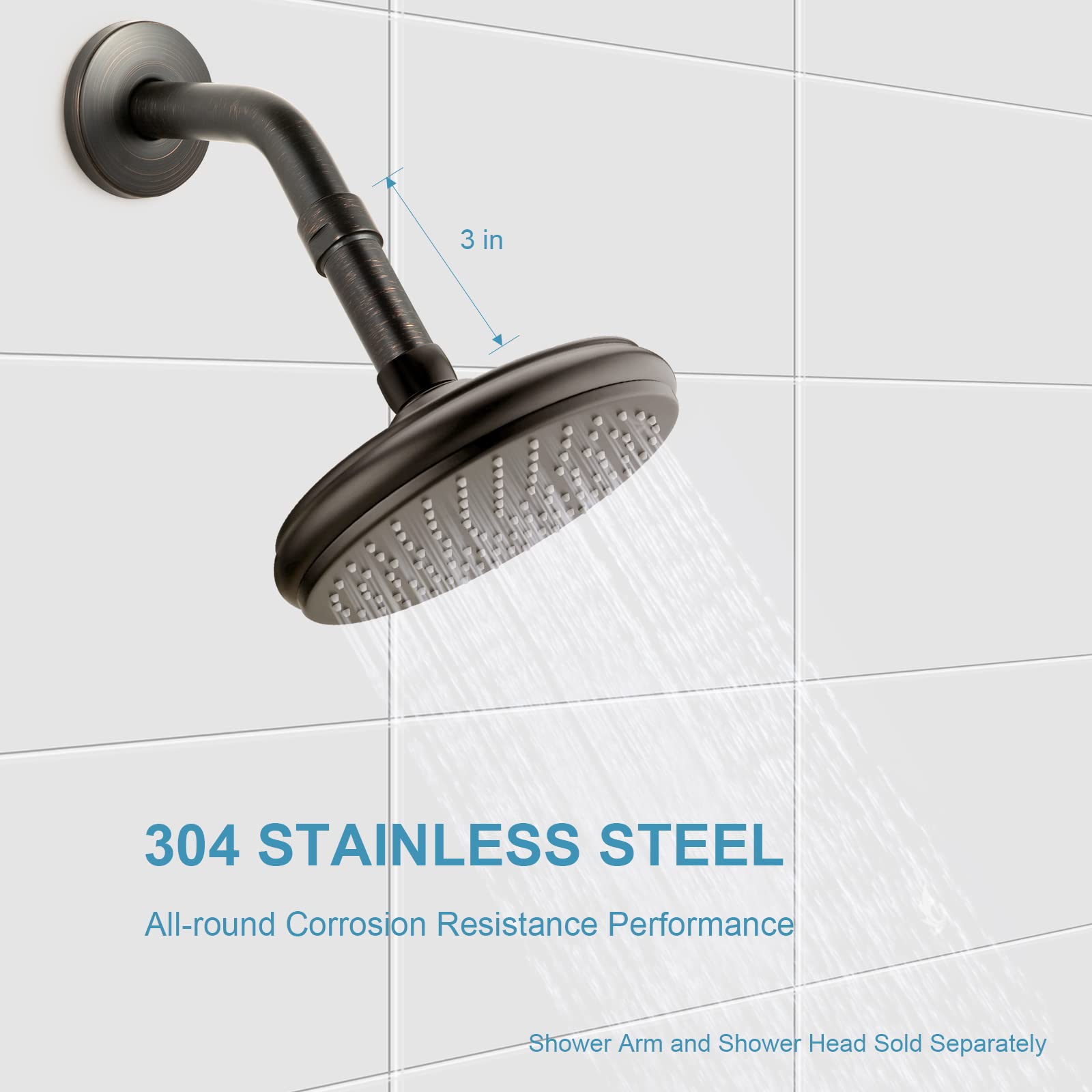 OFFO Shower Head Extension Arm, Shower Arm Extension Shower Head Extender Made of 304 Stainless Steel Shower Pipe Extension, Bright Gold 3 in